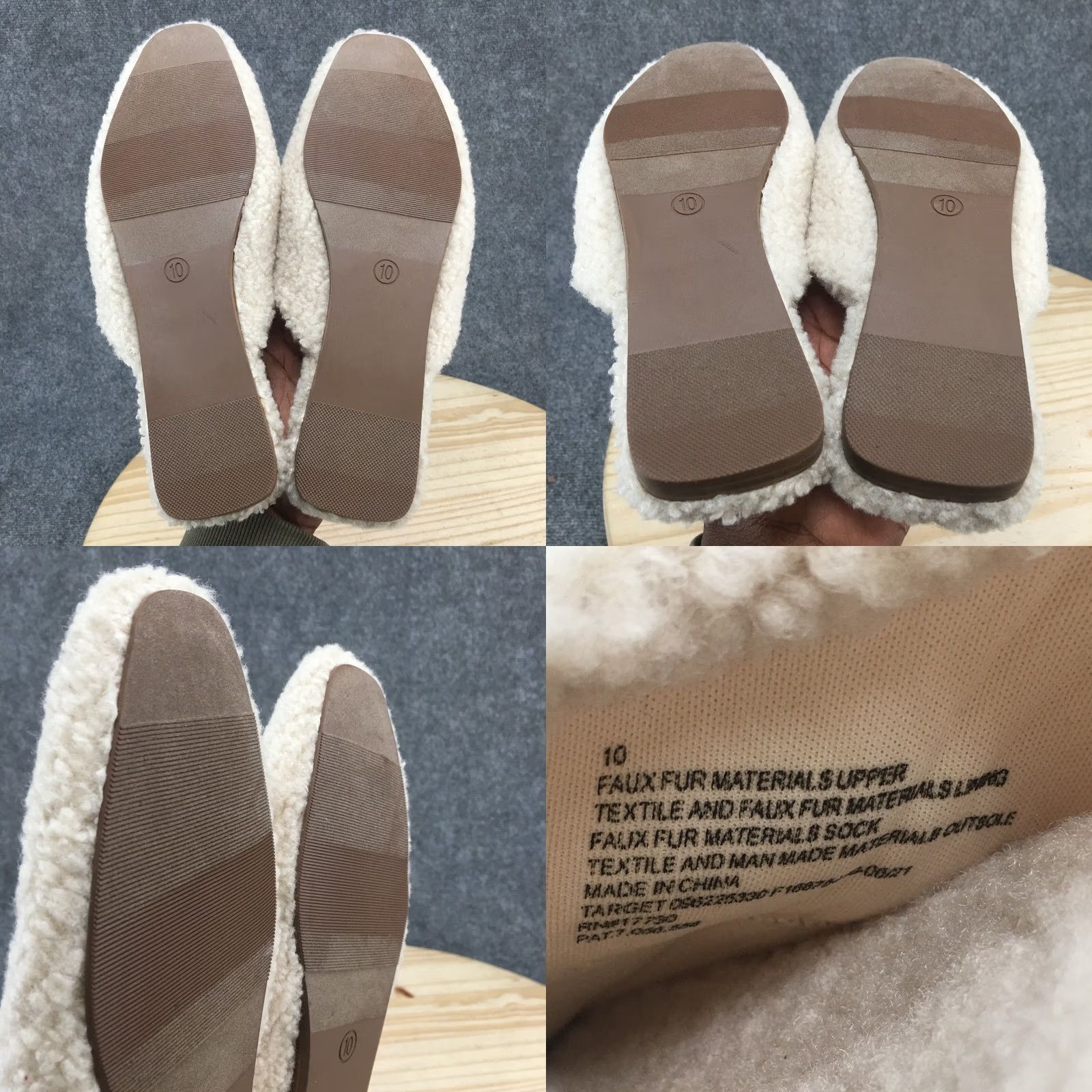 Vintage Universal Thread Mules Womens 10 White Faux Fur Almond Toe Slip On Size US 10 / IT 40 - 8 Thumbnail