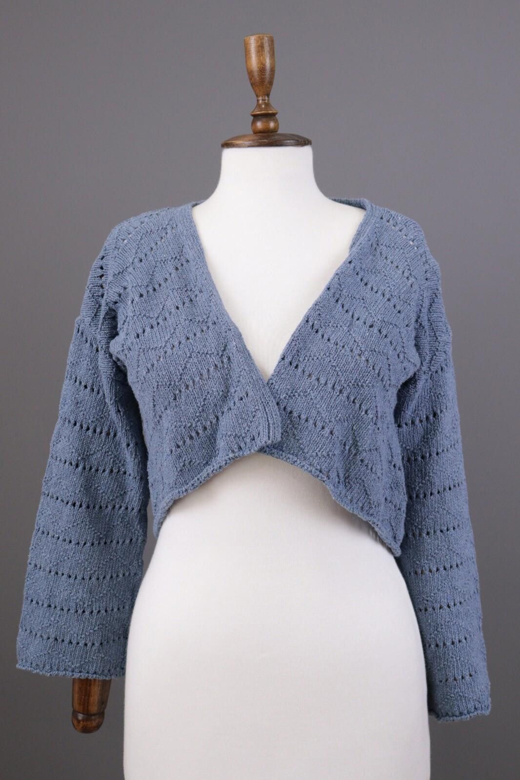 Designer Gudrun Sjoden Blue Lagenlook Crochet Knit Sweater Size S Size S / US 4 / IT 40 - 1 Thumbnail