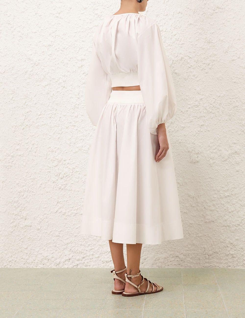 Zimmermann oc11z0226 Poplin Bodice Crop Top In White Size L / US 10 / IT 46 - 4 Thumbnail