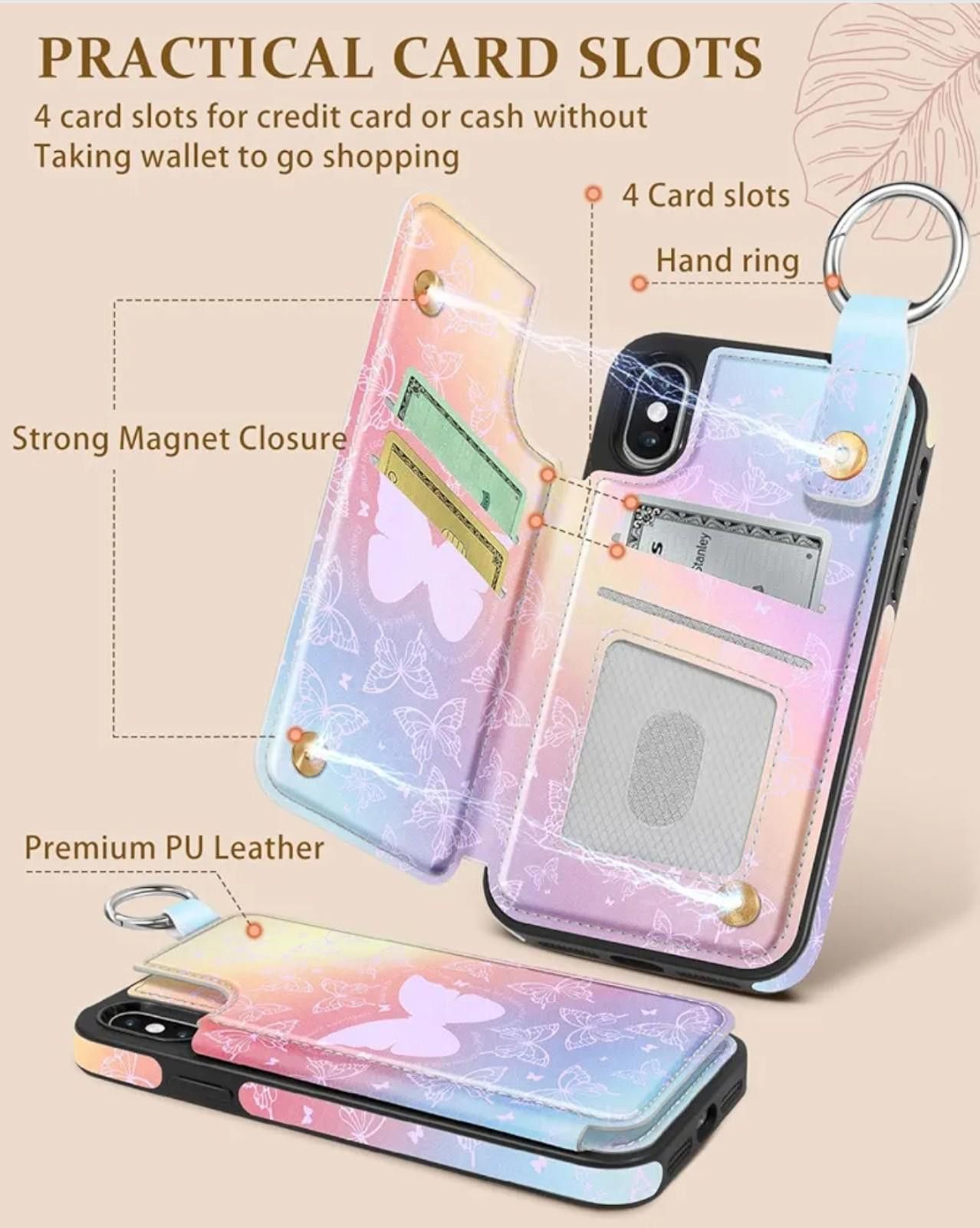 Other iPhone XS Max Wallet Case Butterfly Pattern Size ONE SIZE - 3 Thumbnail
