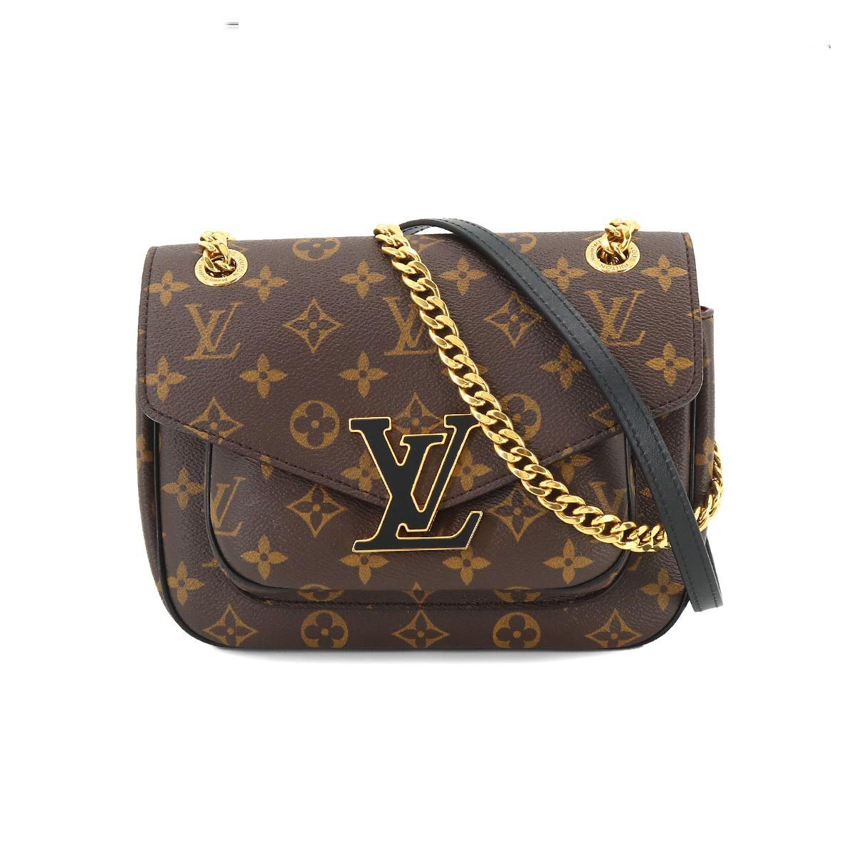 Louis Vuitton Monogram Passy Chain Shoulder Bag Brown Black