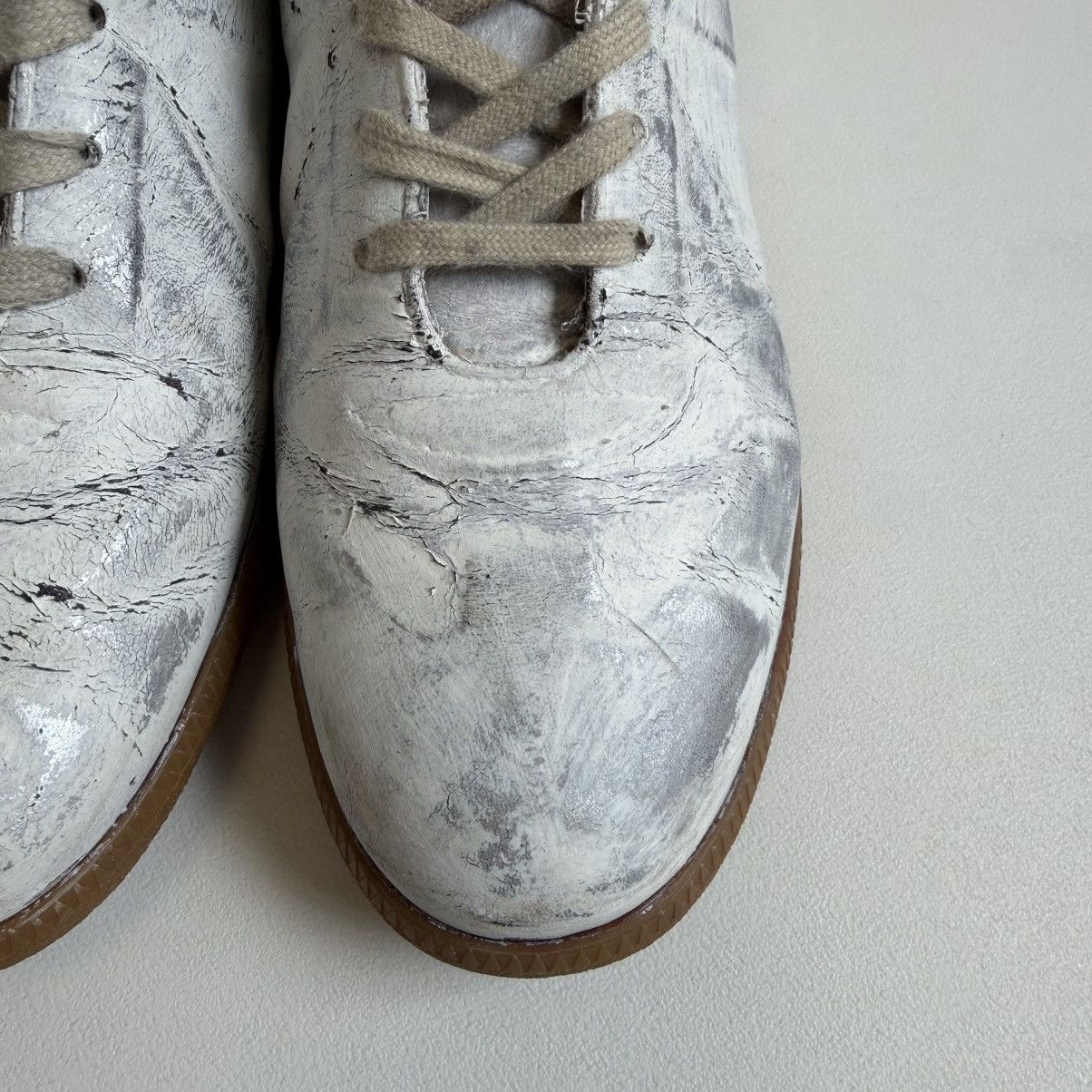 Maison Margiela White/Silver Painted OG GAT Sneakers Size US 13 / EU 46 - 18 Thumbnail