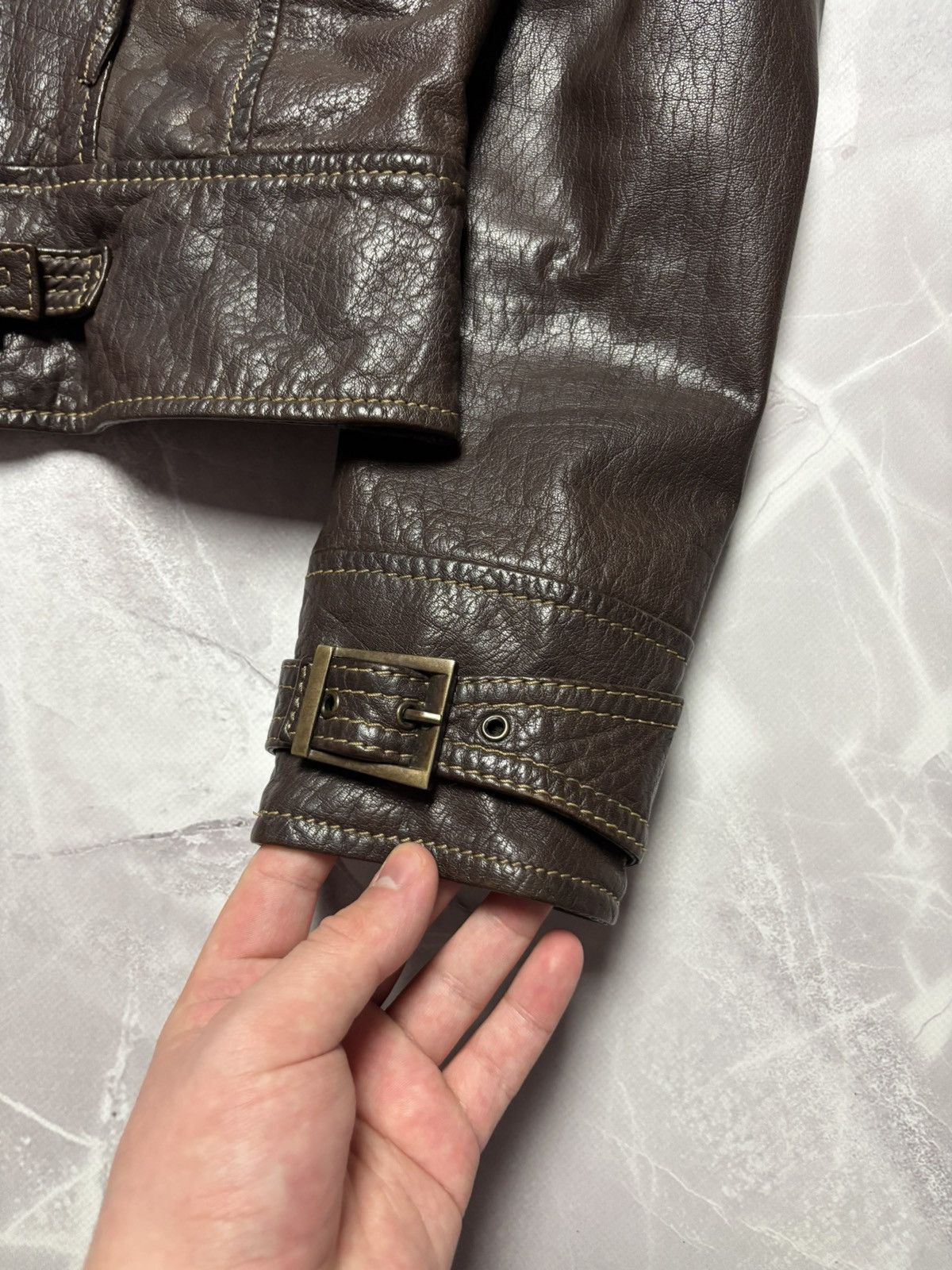 Gypsy Gipsy by Mauritius Leather Jacket Brown Biker Moto Utility Size M / US 6-8 / IT 42-44 - 7 Thumbnail