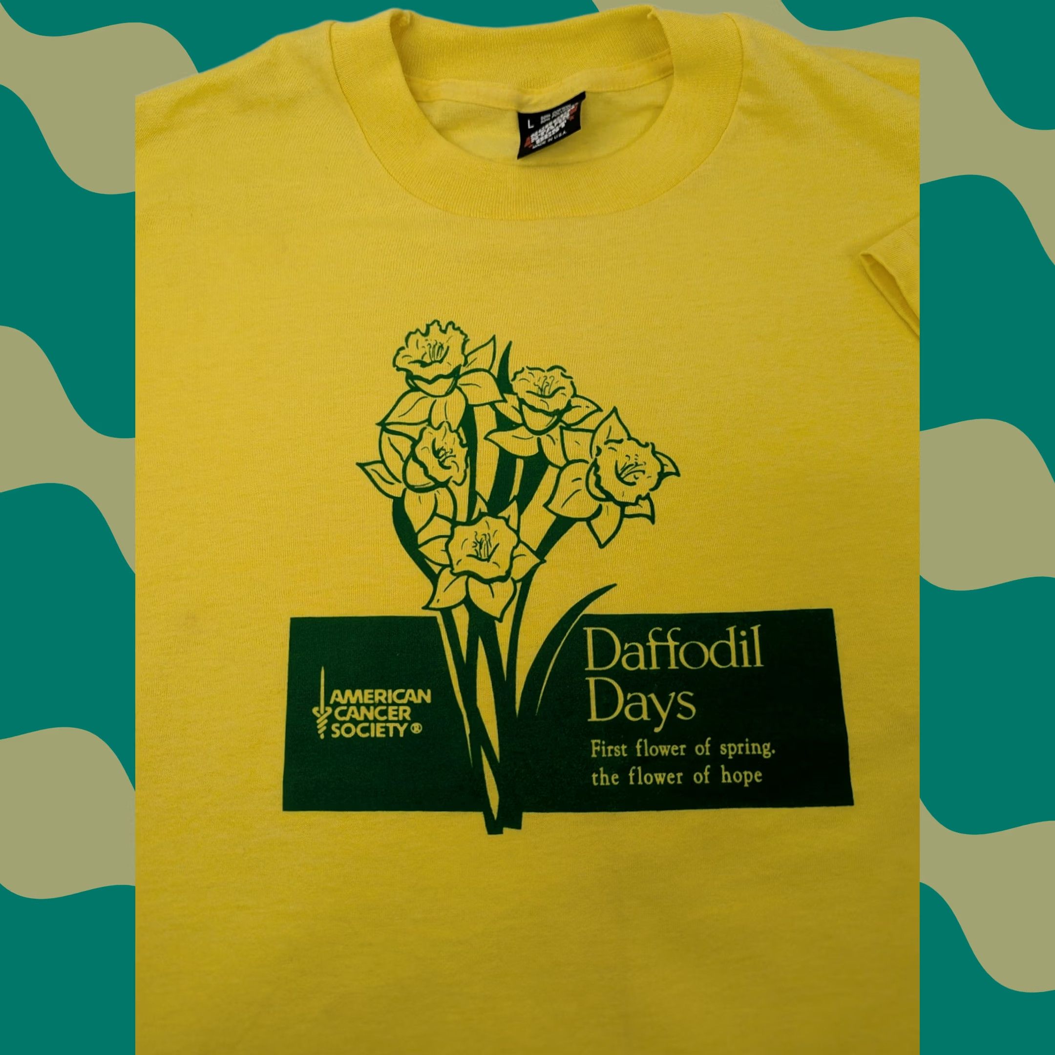 Vintage Vintage 80s Daffodil Days American Cancer Society Yellow T-Shirt Size Large Size US L / EU 52-54 / 3 - 1 Thumbnail