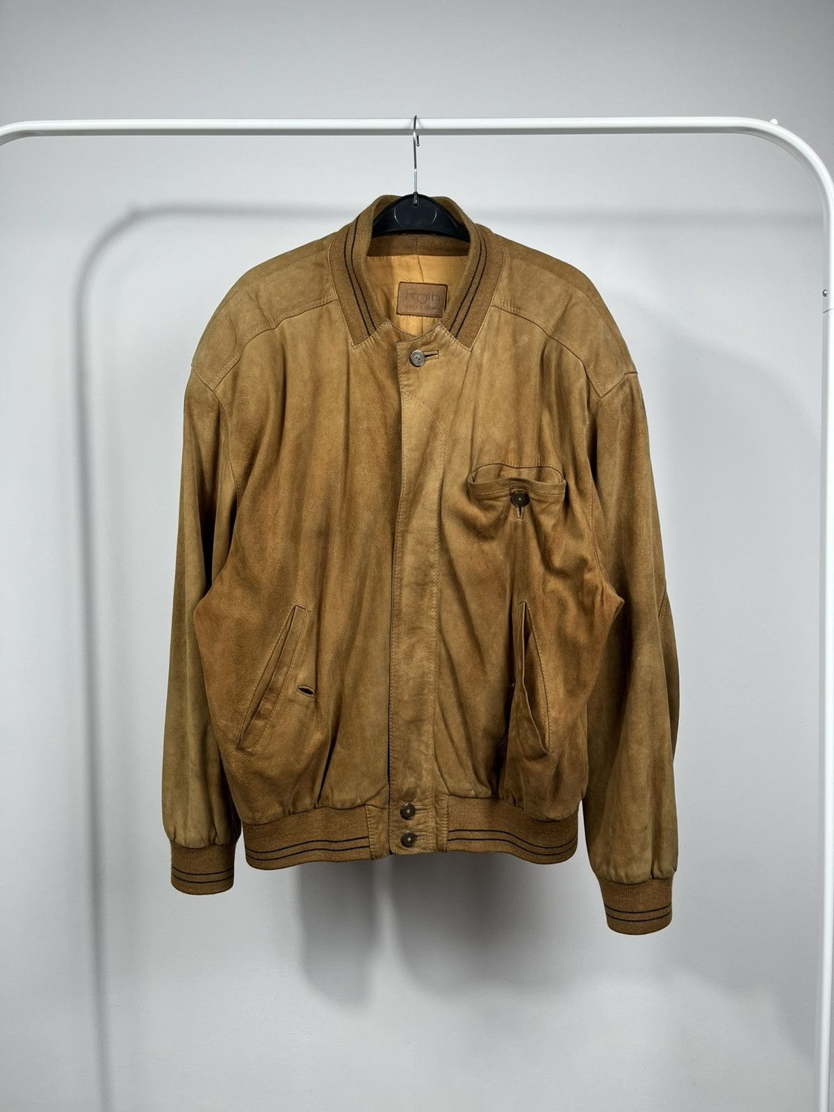 Leather Roth Suede Leather Bomber Jacket Brown Men’s Size 50 Size US L / EU 52-54 / 3 - 1 Thumbnail