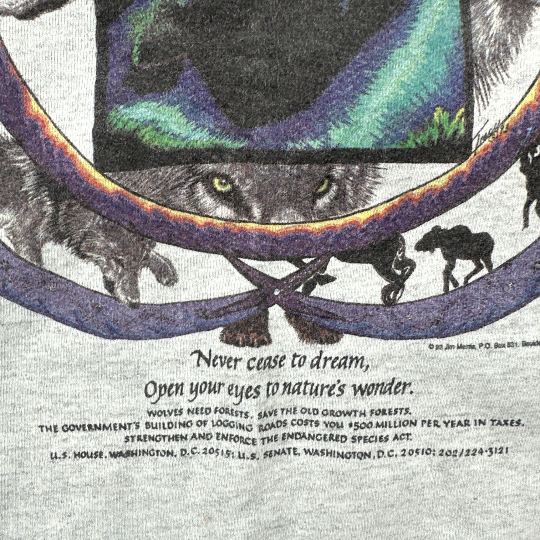 Vintage VINTAGE Oneita Power Sweats Sweatshirt Adult S Gray Wolf Graphic Print 90s Nature Mens Pullover Crewneck Regular Cotton Heavyweight Size US S / EU 44-46 / 1 - 7 Thumbnail