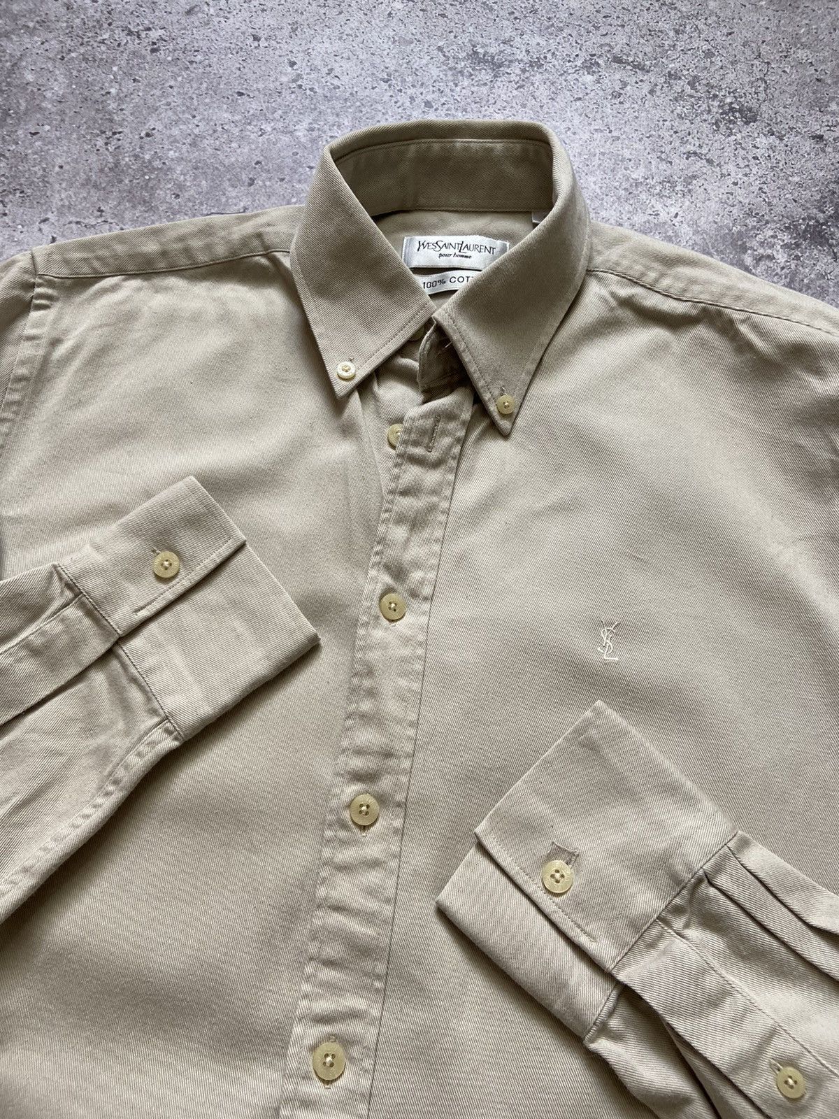 Vintage Cotton YSL Shirt Beige Size US S / EU 44-46 / 1 - 2 Thumbnail