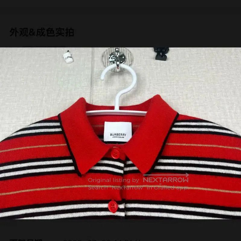 Burberry Burberry Red Striped Wool Women's T-Shirt. Size XS / US 0-2 / IT 36-38 - 2 Thumbnail