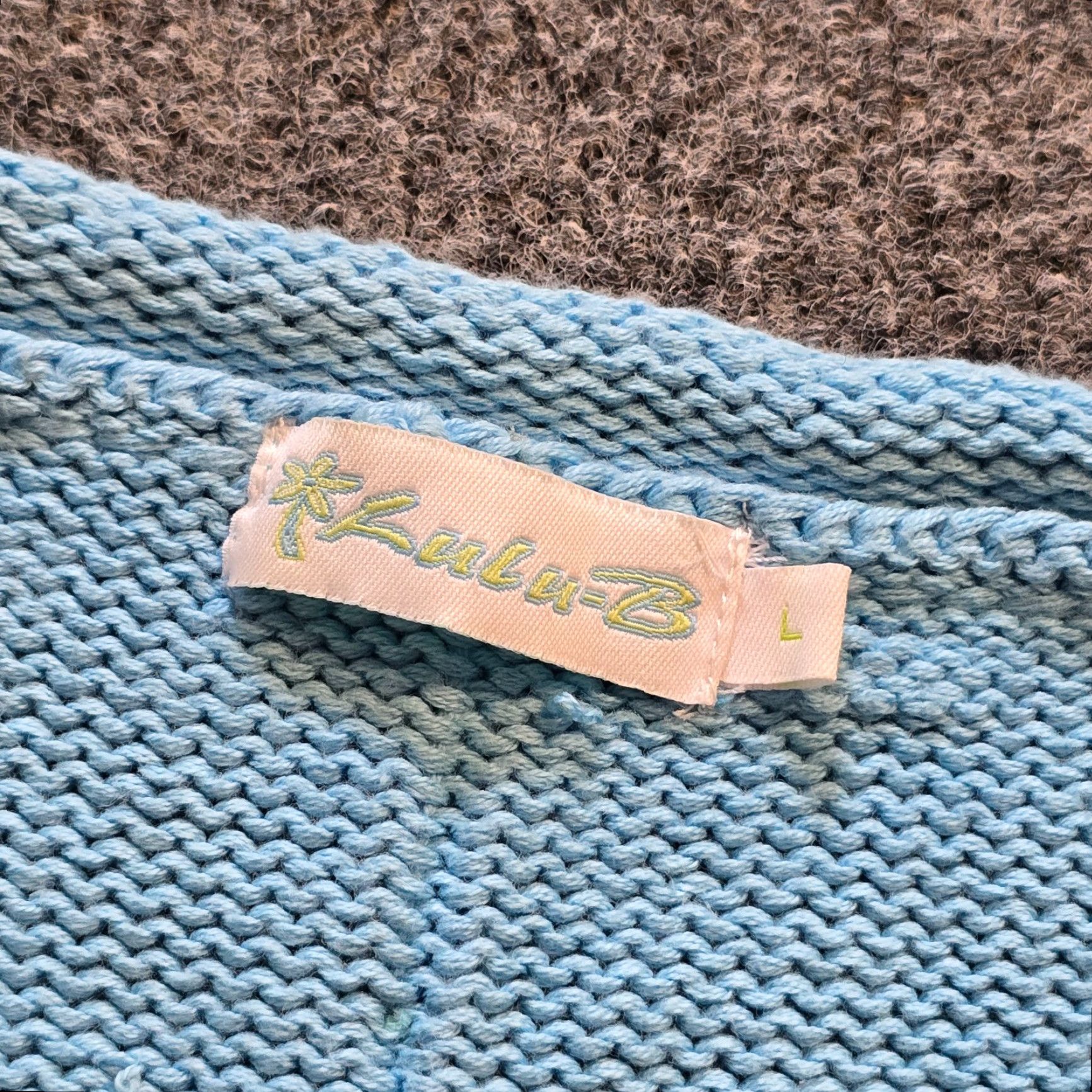 Vintage Lulu B Sweater Womens Large Blue Buttons Artsy Chunky Knit Round Neck Casual Size L / US 10 / IT 46 - 3 Thumbnail