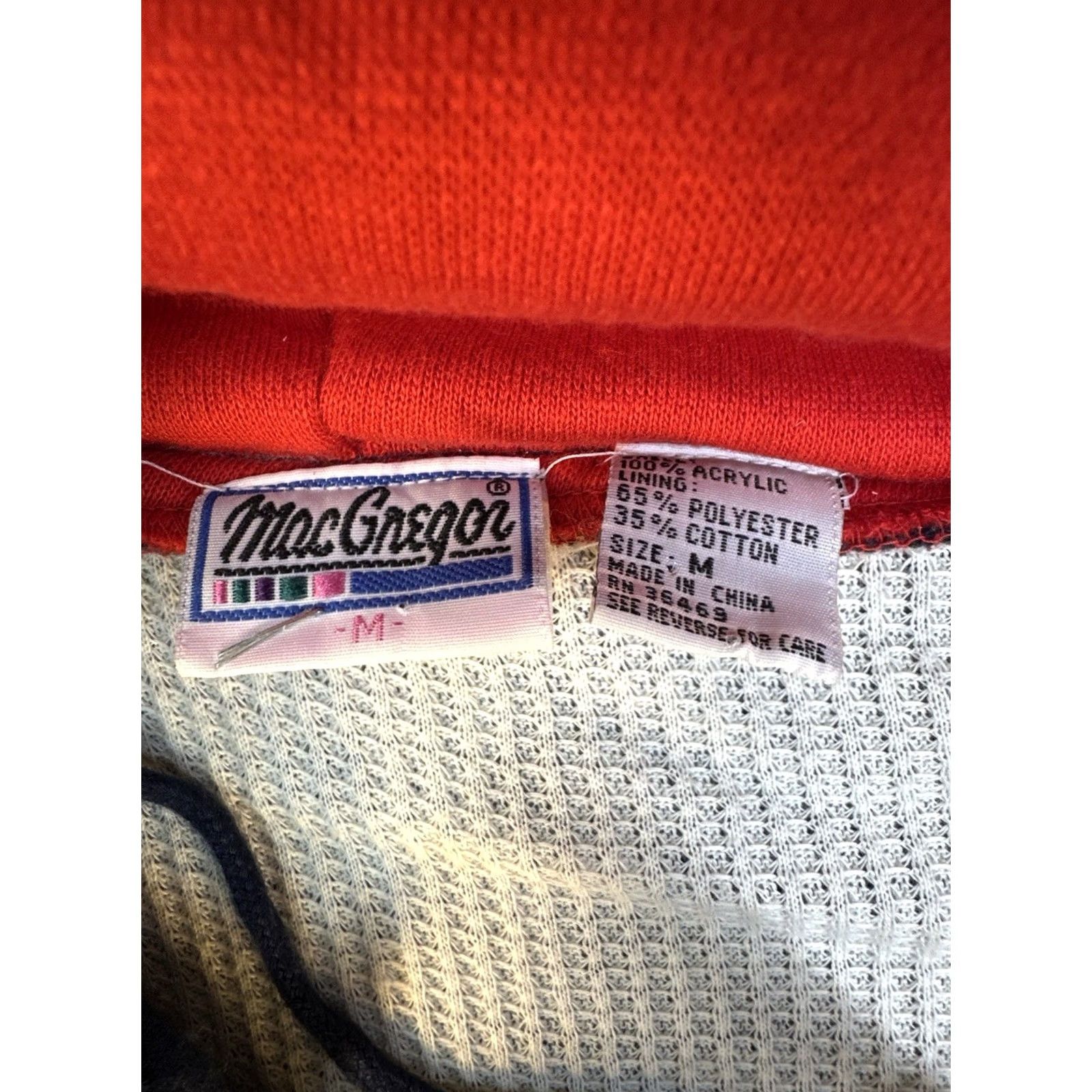 McGregor VINTAGE MacGregor Pullover Hoodie Blue Red Lined 80s Style Size M Mens Size US M / EU 48-50 / 2 - 2 Thumbnail
