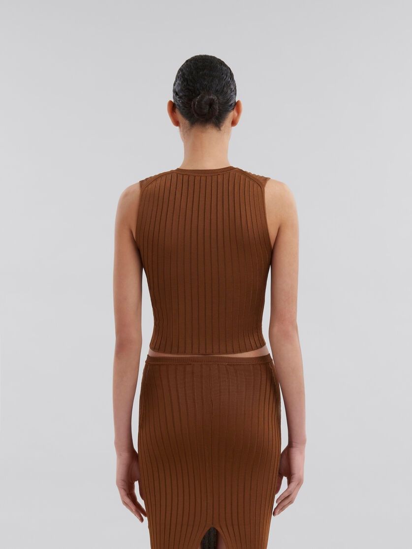 Marni o1f1d3z0825 Ribbed Viscose Vest in Brown Size S / US 4 / IT 40 - 3 Thumbnail