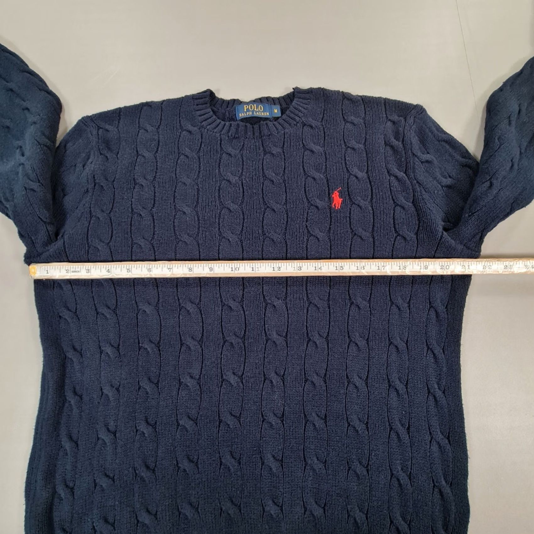 Polo Ralph Lauren Polo Ralph Lauren Jumper Mens Cable-Knit Navy Blue Medium Cotton Pullover Size US L / EU 52-54 / 3 - 4 Thumbnail