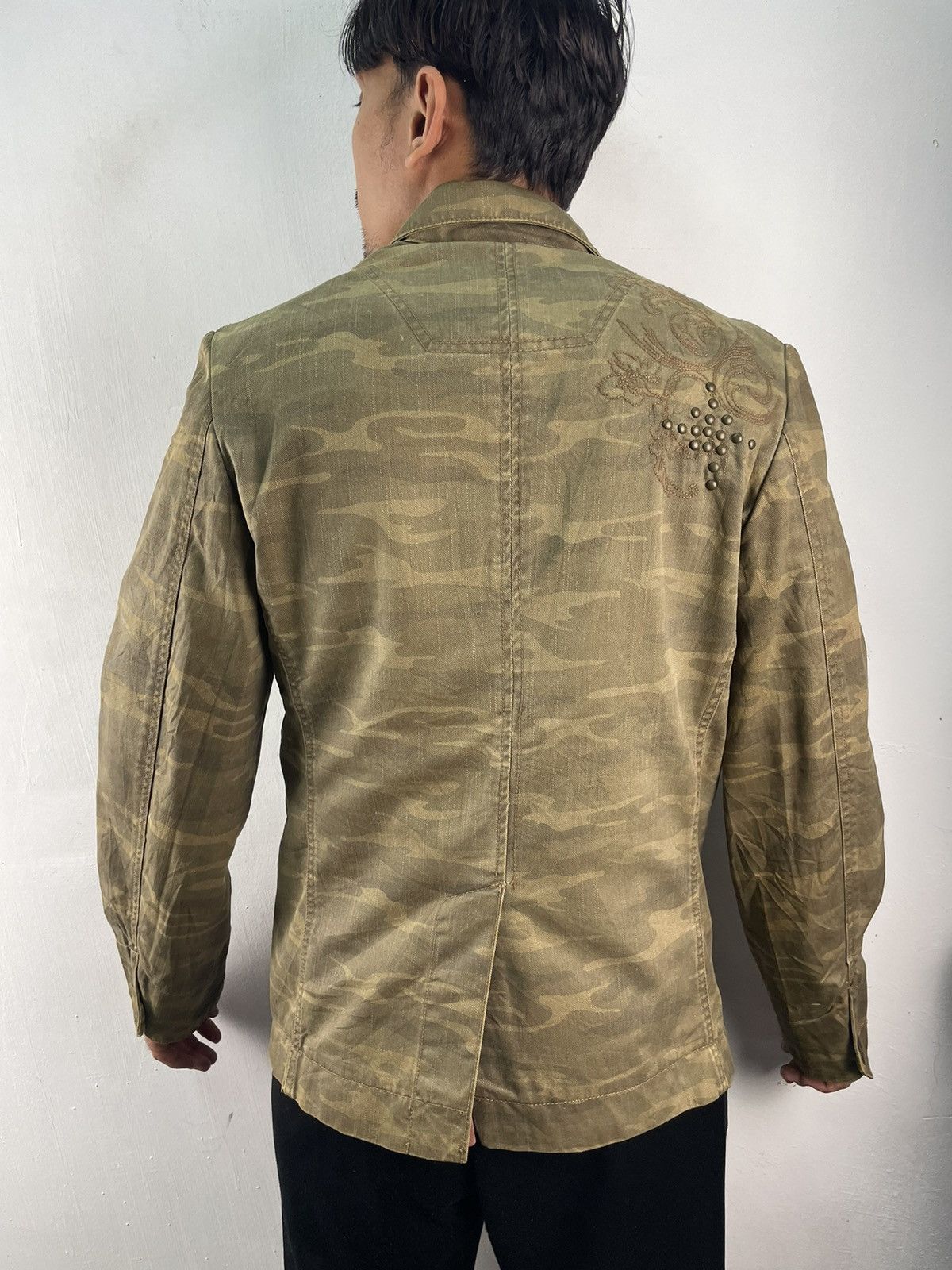 Japanese Brand Vintage Kissmark Camo Denim Blazer Jacket Size US L / EU 52-54 / 3 - 2 Thumbnail