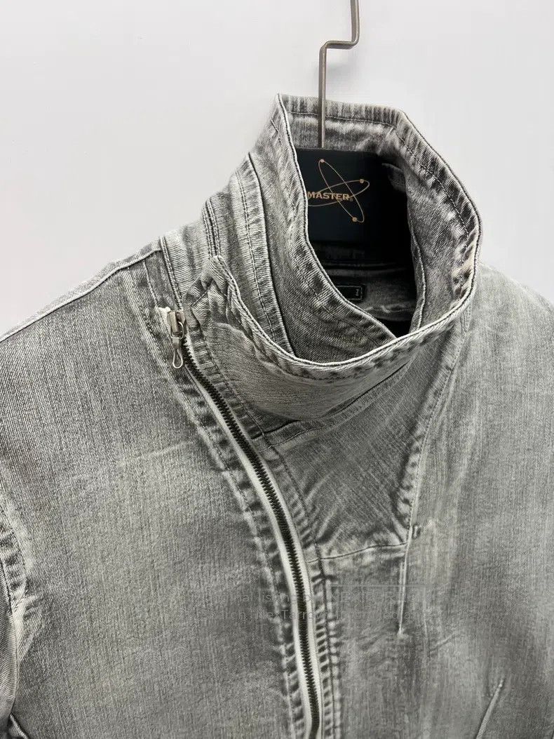 Julius Julius Water-washed distressed stand-up collar biker denim Size US XL / EU 56 / 4 - 4 Thumbnail
