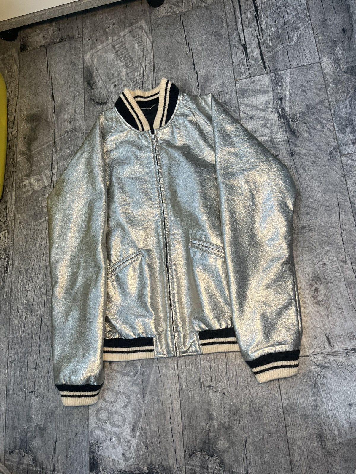 Saint Laurent Paris SS14 by Hedi Slimane silver teddy jacket Size US S / EU 44-46 / 1 - 2 Thumbnail
