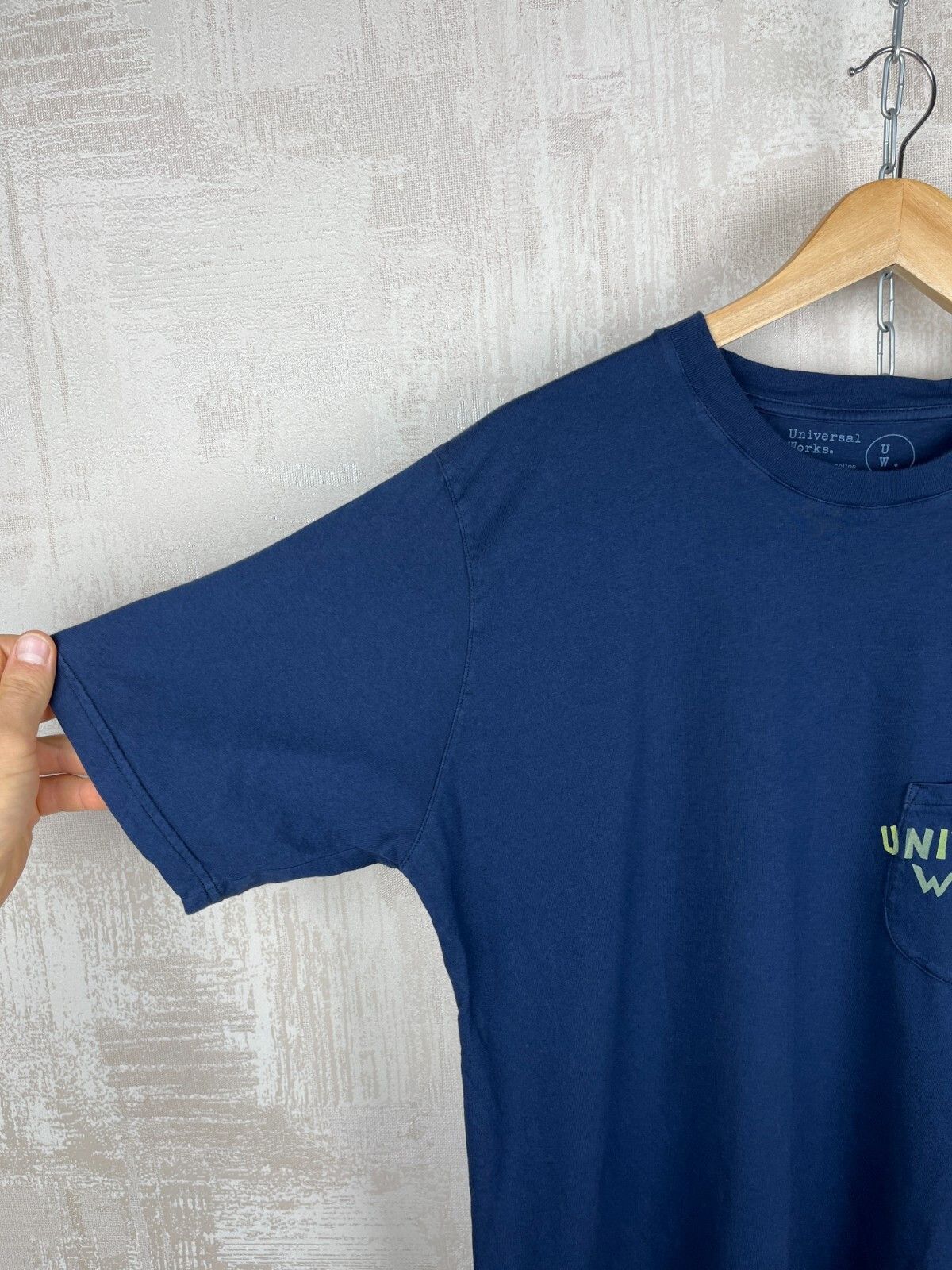 Universal Works Universal Works Print Pocket Men's T-shirt Size L Navy Blue Size US L / EU 52-54 / 3 - 4 Thumbnail