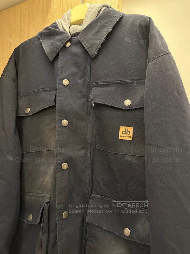 Balenciaga Balenciaga Carhartt Four-Pocket Distressed Hooded Jacket Size US S / EU 44-46 / 1 - 8 Thumbnail