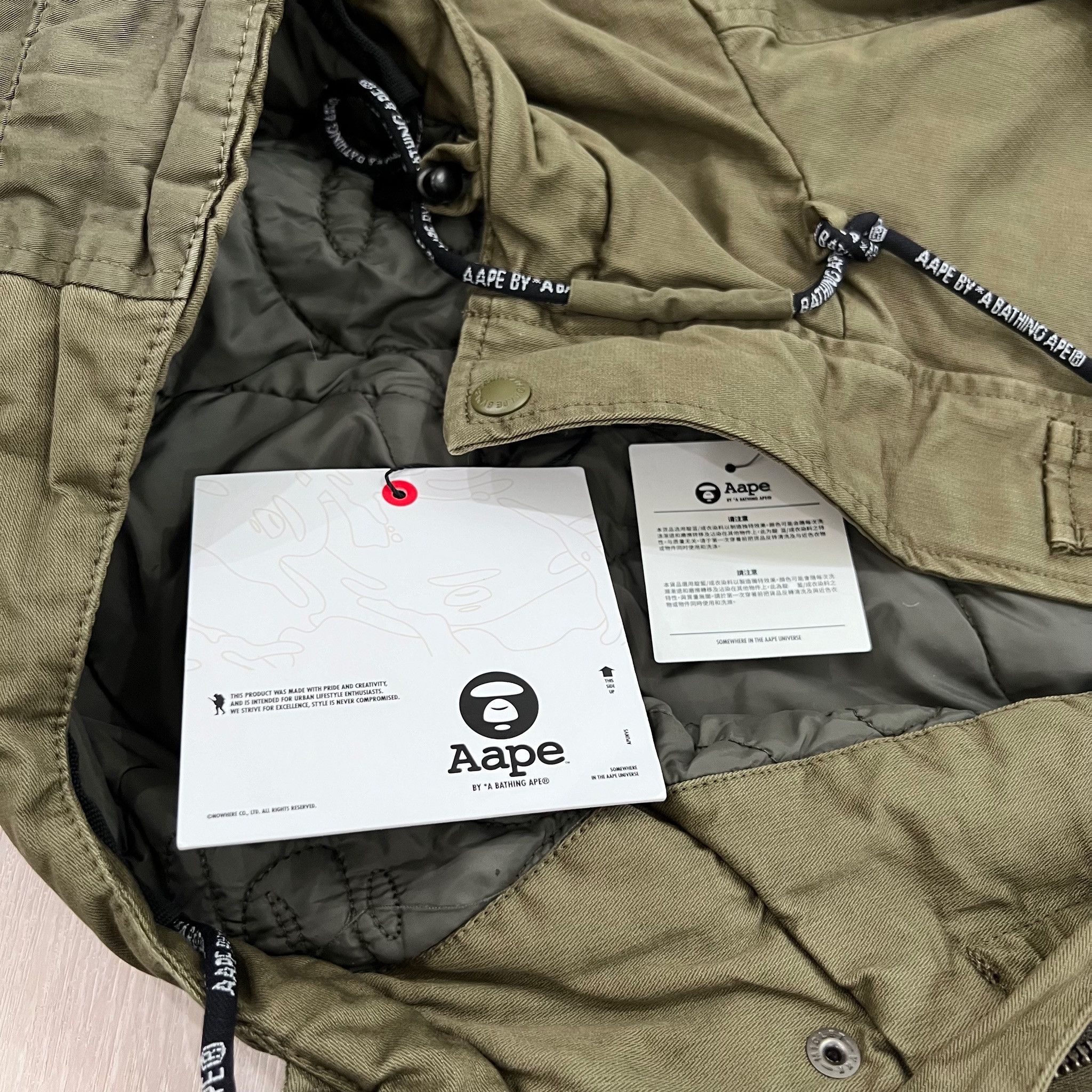 Aape Aape by A Bathing Ape Khaki Bomber Jacket - Quilted Lining Size US L / EU 52-54 / 3 - 12 Thumbnail