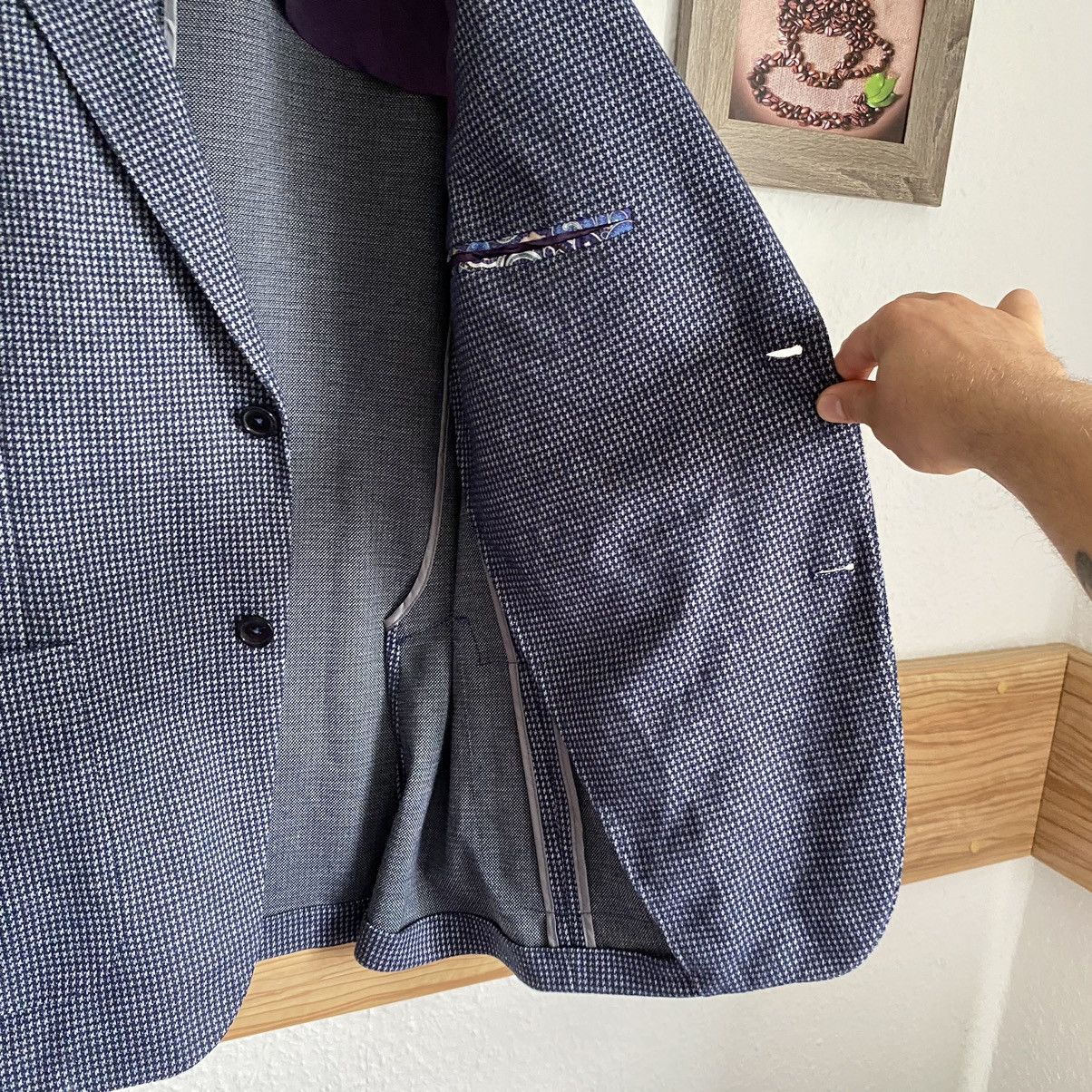 Suitsupply Blazer Louis Copeland Gray/Purple Size 50L - 13 Thumbnail