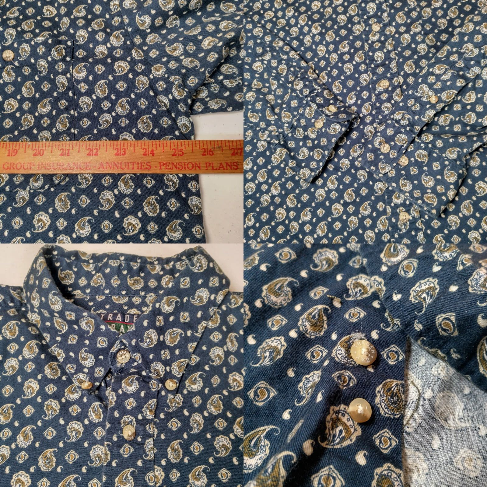 Vintage VINTAGE Trader Bay Button-Up Shirt Men XL Blue Paisley 90s Retro Size US XL / EU 56 / 4 - 8 Thumbnail