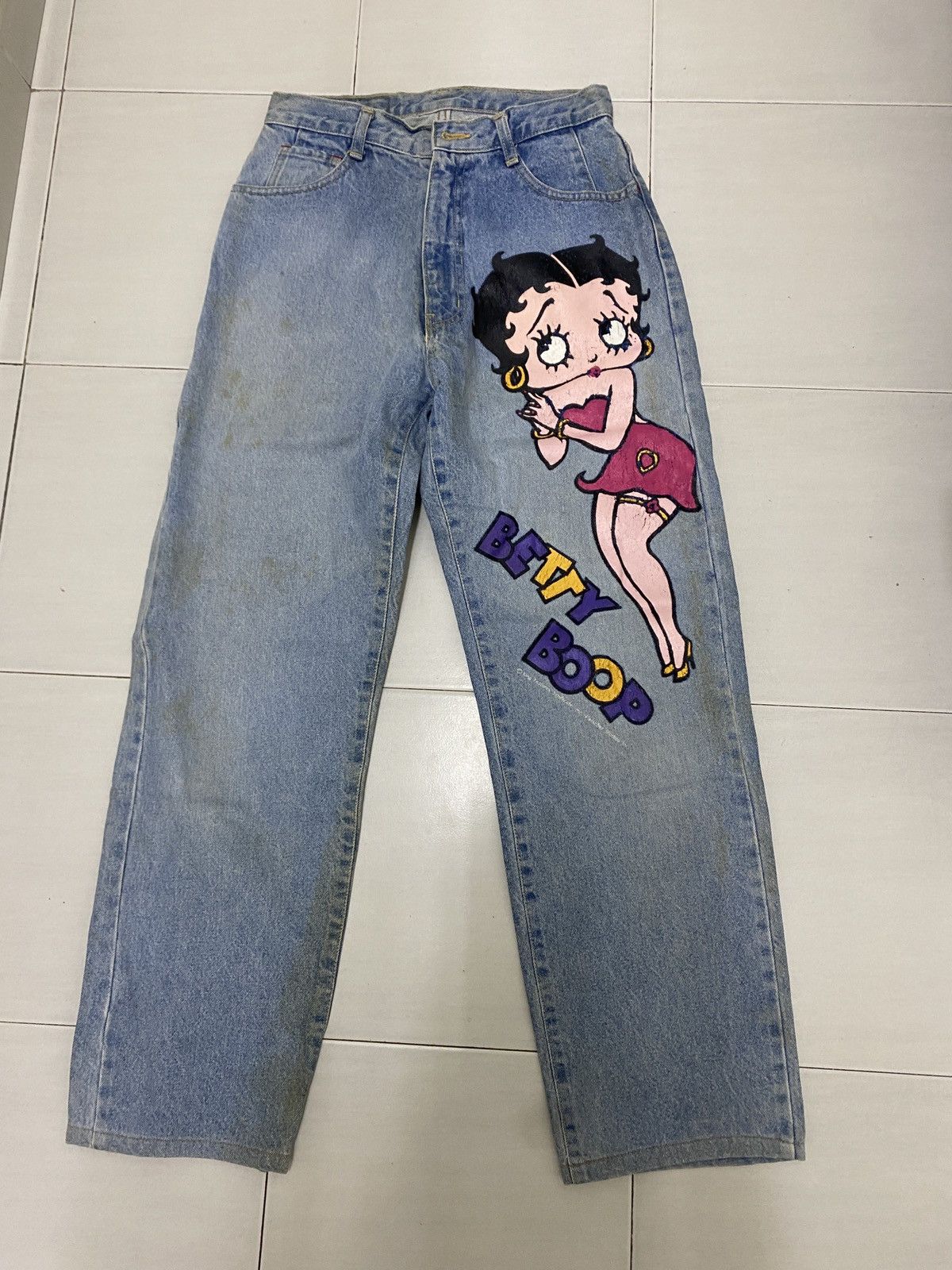 Vintage Vintage Betty Boop Big Print Jeans distressed Size 27" / US 4 / IT 40 - 1 Thumbnail