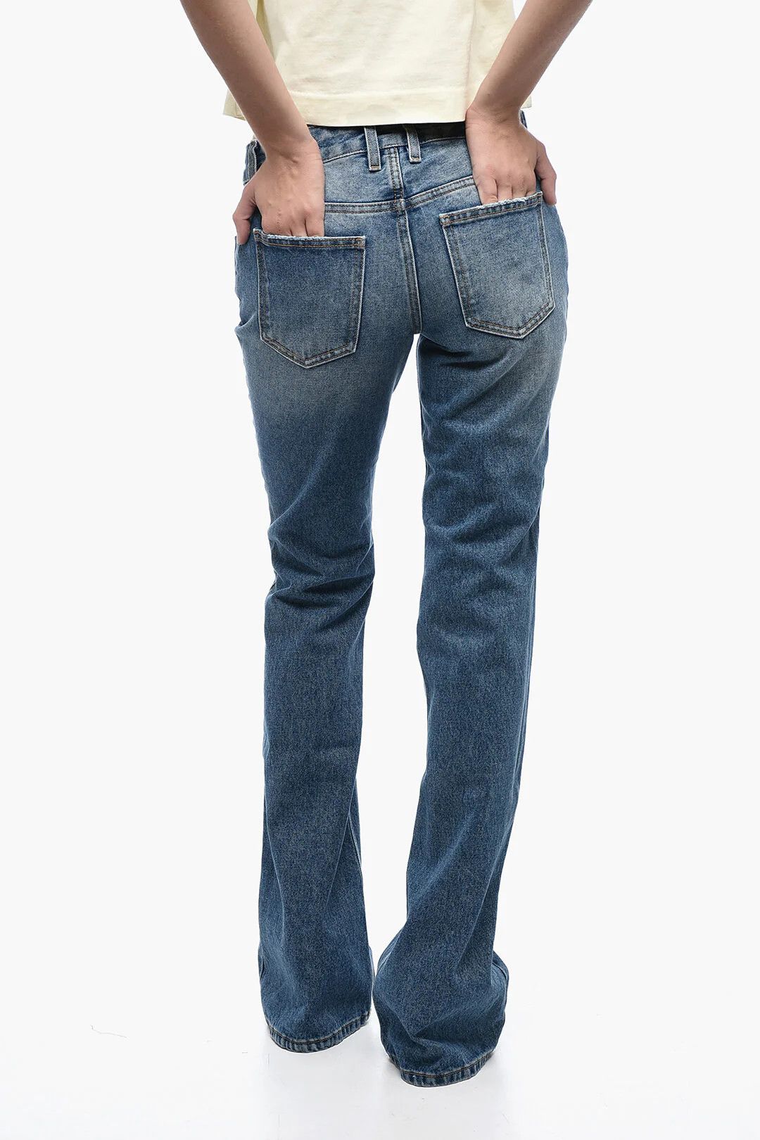 Off-White og1mm0426 Slim Flared Fit Jeans in Blue Size 27" / US 4 / IT 40 - 2 Thumbnail