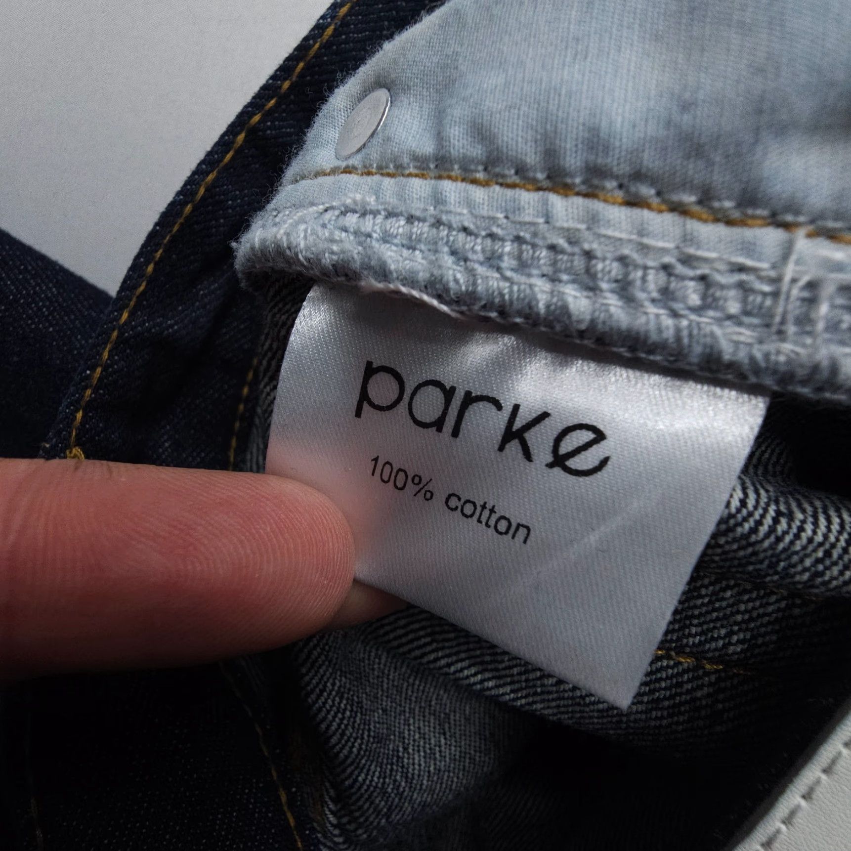 Parker Parke Jeans Womens 25 Straight High Rise Button Fly Inseam 30" Dark Wash Blue 5-Pocket Denim Cotton Regular Casual Summer Winter Size 42" / US 20 - 5 Thumbnail