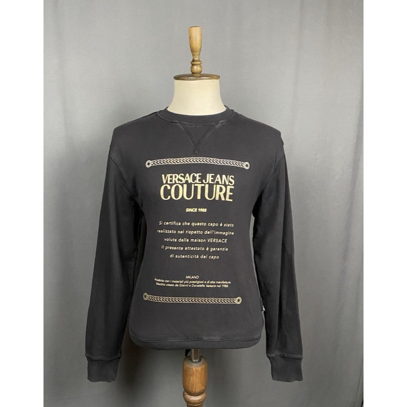 Versace Jeans Couture Versace Jeans Couture Big Logo Men's Black Crewneck Sweater Size US L / EU 52-54 / 3 - 1 Thumbnail