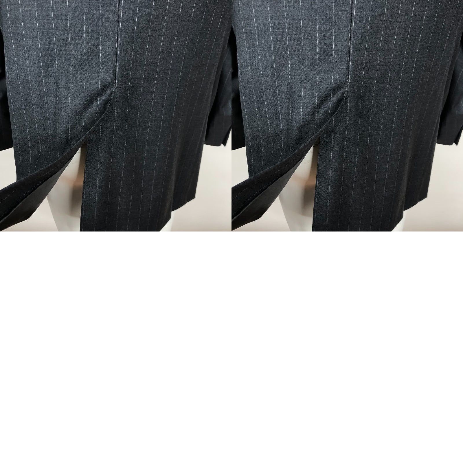 Vintage Hickey Freeman Suit Coat Jacket 42R REG Men 100% Striped Wool Dark Gray Notch Lapel Four-Button Single-Breasted Size 42R - 11 Thumbnail