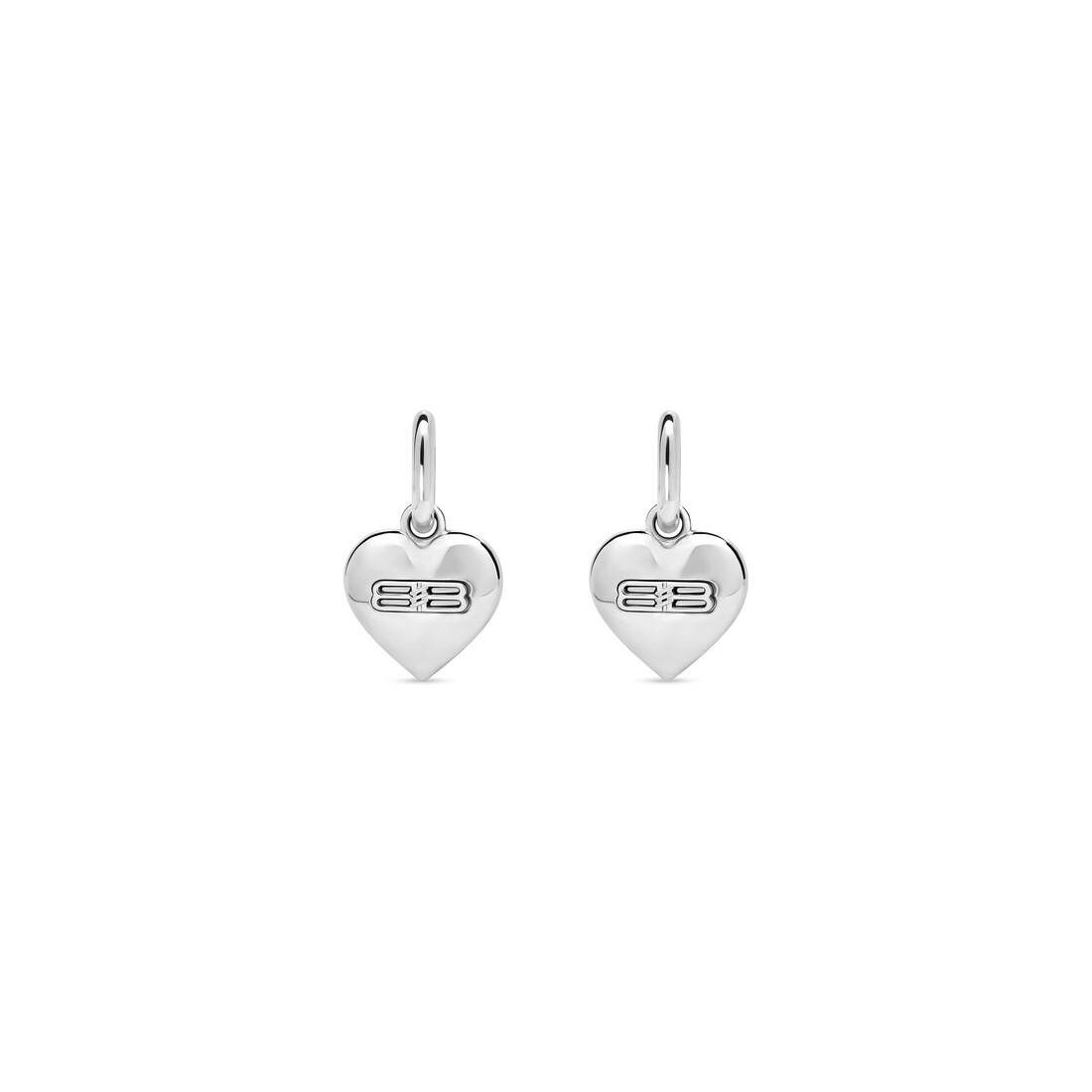 Balenciaga o1srvl11e1025 Size: OS / BB Icon Heart Earring in Silver Size ONE SIZE - 1 Thumbnail