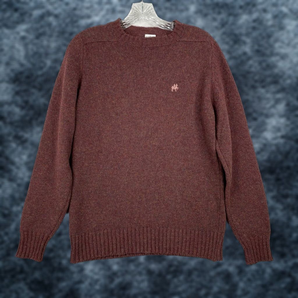 Vintage VINTAGE City Casuals Sweater Polo Logo Embroidered 3-D Knit Wool Blend M Burgundy Red Geometric 1980s Mens Size US M / EU 48-50 / 2 - 1 Thumbnail