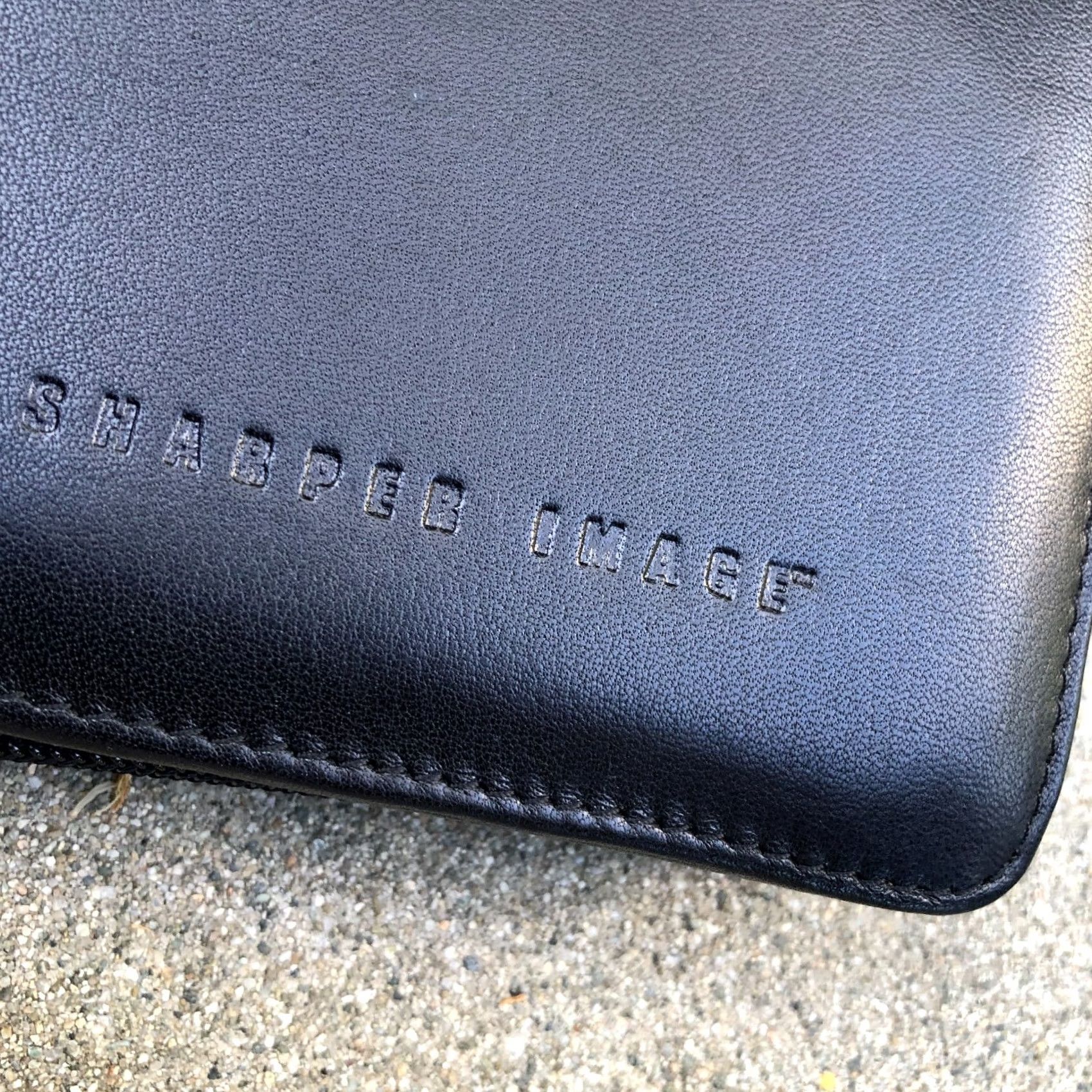 Vintage SHARPER IMAGE Leather Wallet Card Holder Cash Organizer 5"x10" Black Mens Size ONE SIZE - 2 Thumbnail