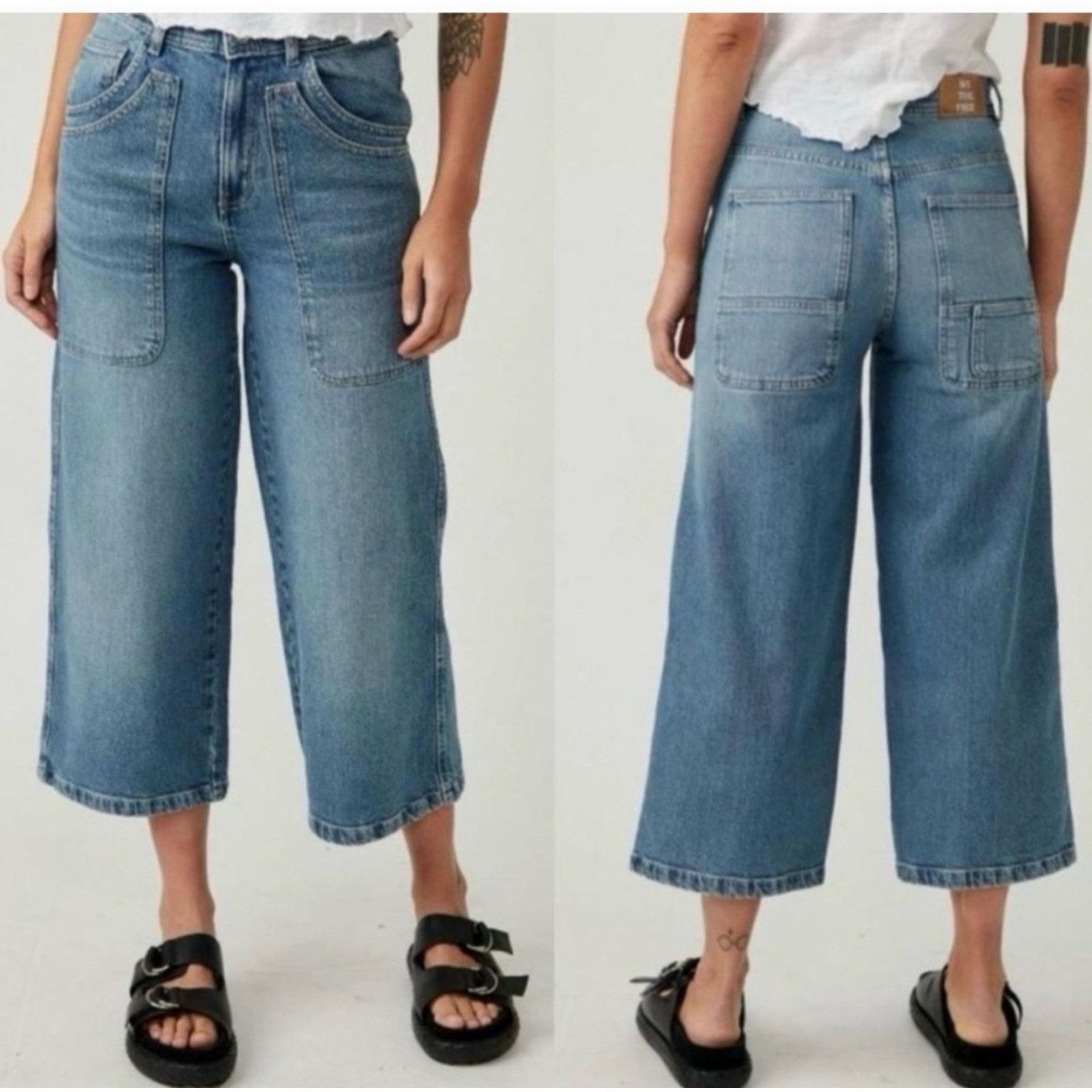 Free People We The Free Piper Mid-Rise Crop Wide-Leg Jeans 28 Size 28" / US 6 / IT 42 - 1 Thumbnail