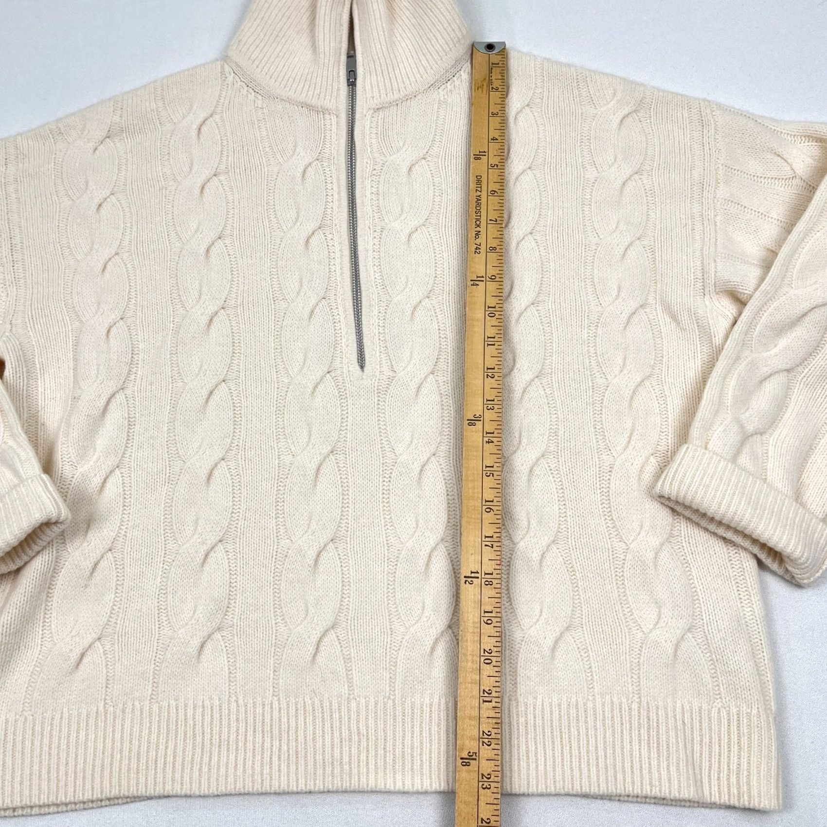 Everlane Everlane Sweater Women M Ivory Wool Cable Knit 1/2 Zip Pullover Ribbed High Neck Size M / US 6-8 / IT 42-44 - 4 Thumbnail