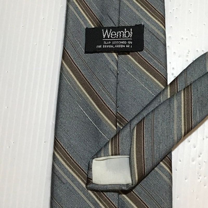 Other Wembley Gray Brown Striped Short Classic Men Necktie Size ONE SIZE - 4 Thumbnail