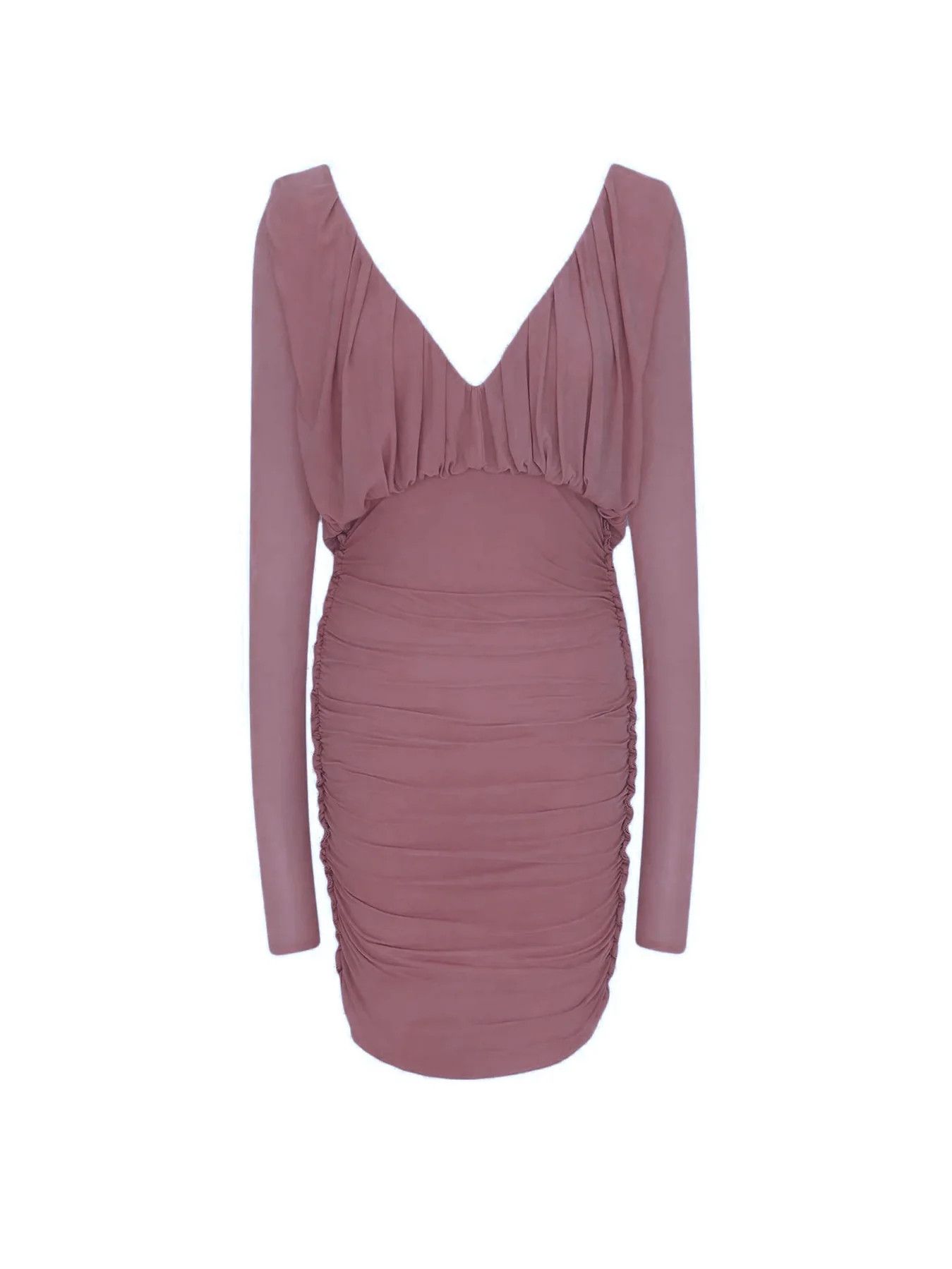 Saint Laurent Paris o1s1wg111024 Draped Mini Dress in Dark Pink Size M / US 6-8 / IT 42-44 - 1 Thumbnail