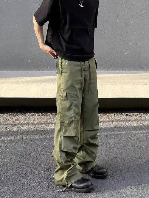Jean Street Style Green Paratrooper Straight Leg Cargo Pants Size US 32 / EU 48 - 4 Thumbnail