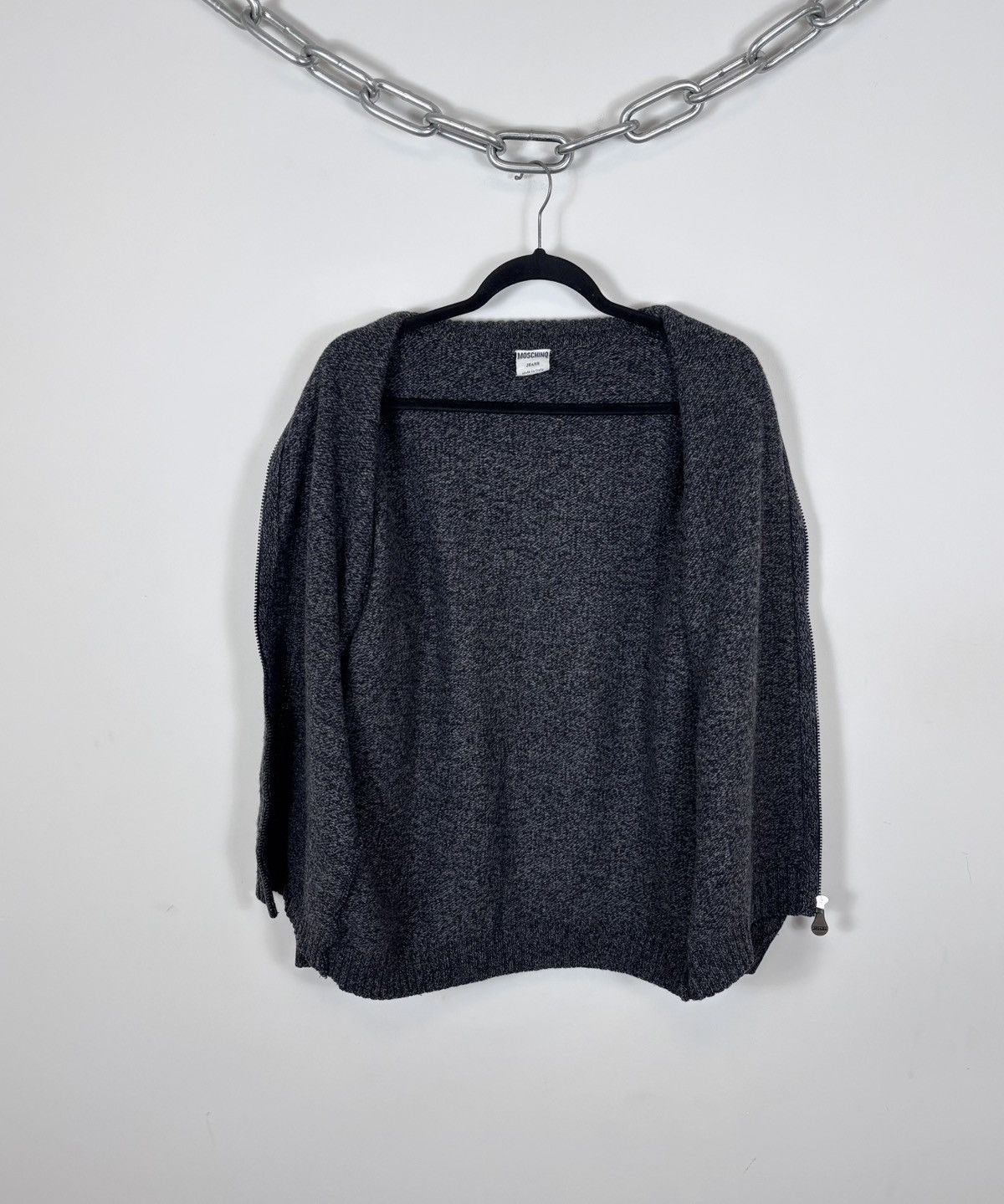 Moschino Vintage 1990s Moschino Women’s Grey Wool Full Zip Sweater Size M / US 6-8 / IT 42-44 - 8 Thumbnail