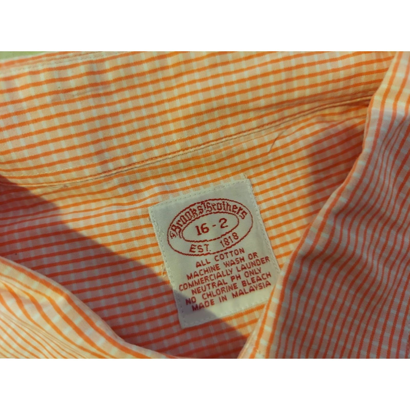 Brooks Brothers Brooks Brothers Dress Shirt 16 32 Orange Cotton Button Mens Shirt Size 42R - 3 Thumbnail