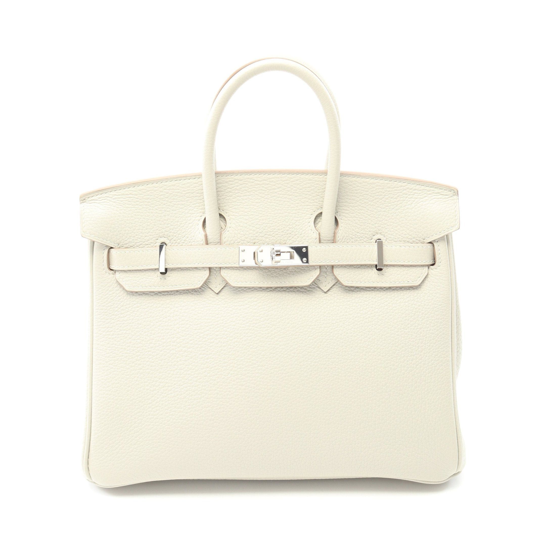 Hermes Hermes Birkin 25 Verso Gris Perle Nata Handbag Togo Light Gray Silver Hardware U Stamp Size ONE SIZE - 1 Thumbnail