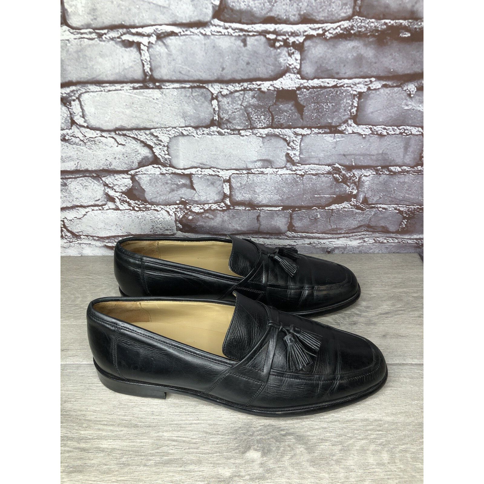 Johnston & Murphy Johnston & Murphy Black Leather Tassel Loafers Dress Shoes M Size US 11 / EU 44 - 21 Thumbnail