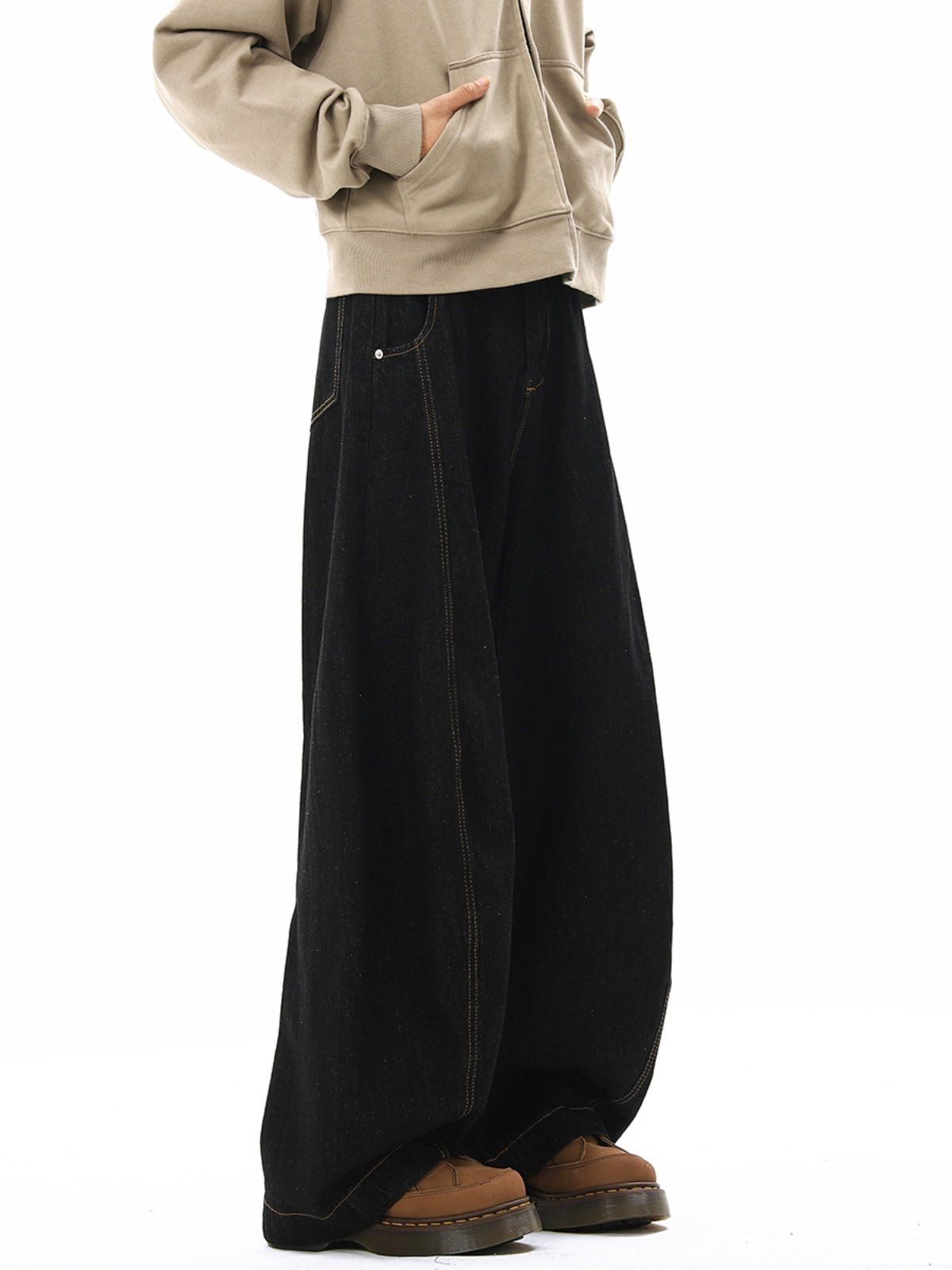 Jean Black men's retro loose straight-leg wide-leg jeans Size US 32 / EU 48 - 3 Thumbnail