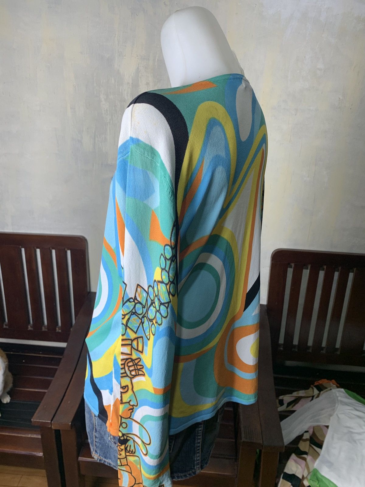 Japanese Brand y2k Monte Milano Ethnic Art Graphic Sequin Beady Mesh Top Size L / US 10 / IT 46 - 3 Thumbnail