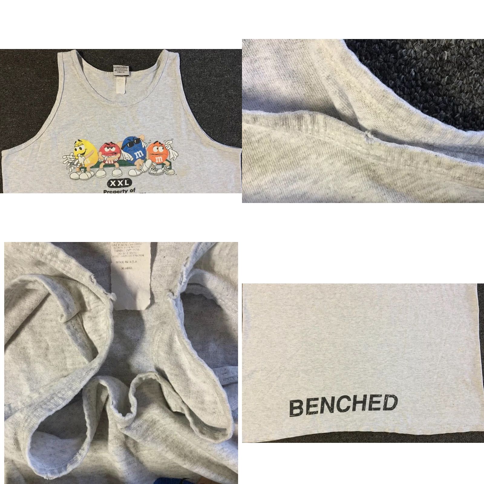 CHOCOOLATE VINTAGE 90s M&Ms Candy Athletic Dept Faded Tank Top M L Gray Cotton Cartoon Boxy Graphic Tee Men US 80s Grunge Funny Joke Snacks Size US M / EU 48-50 / 2 - 9 Thumbnail