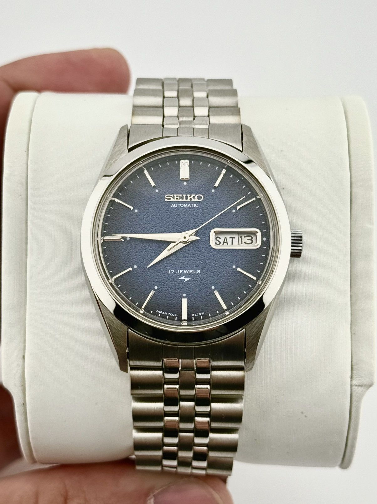 Seiko Navy Blue Textured Dial 36mm Automatic Vintage Watch
