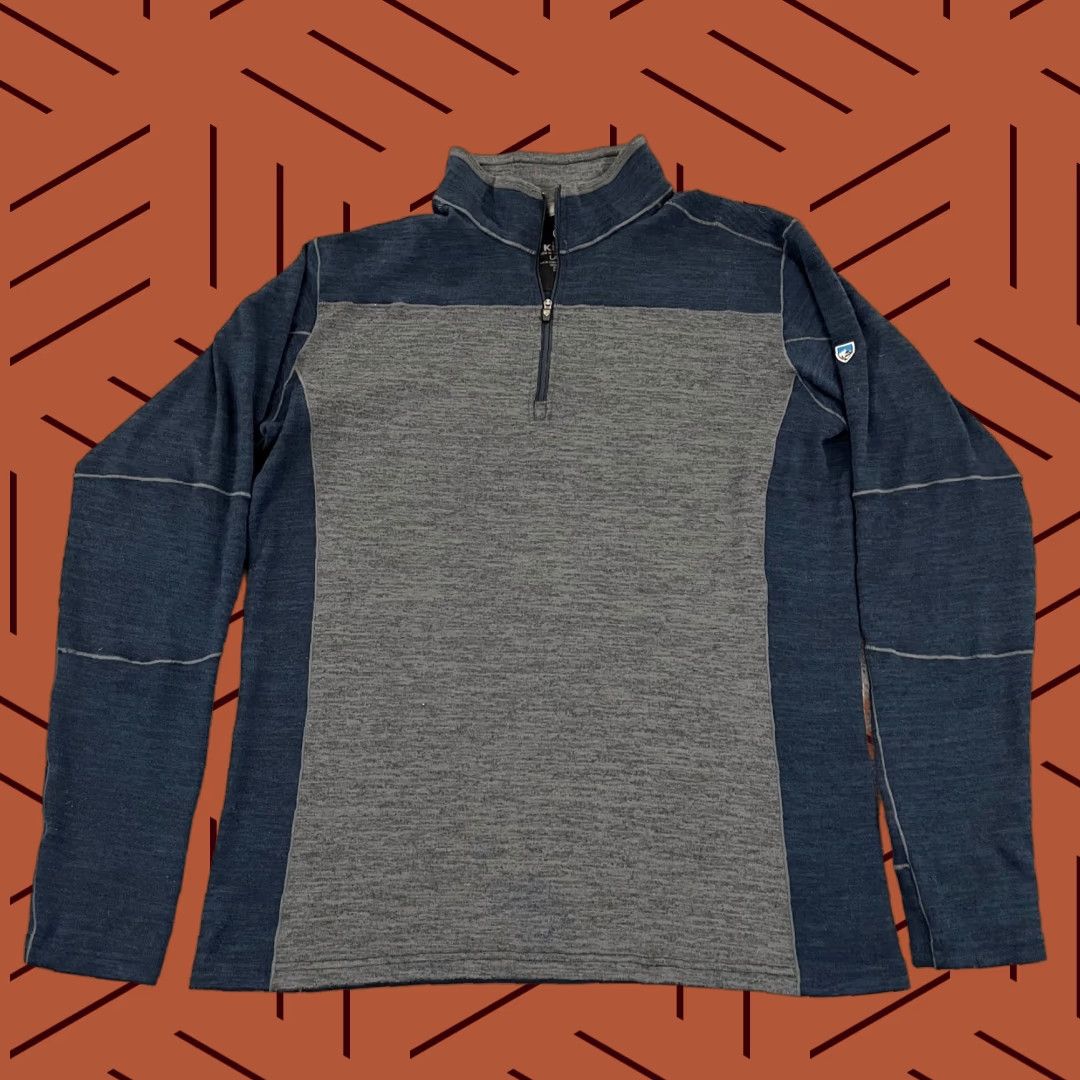 Vintage KUHL Sweater Large Blue Gray 1/4 Zip Pullover Outdoor Polyester Hike Mens Size US L / EU 52-54 / 3 - 1 Thumbnail