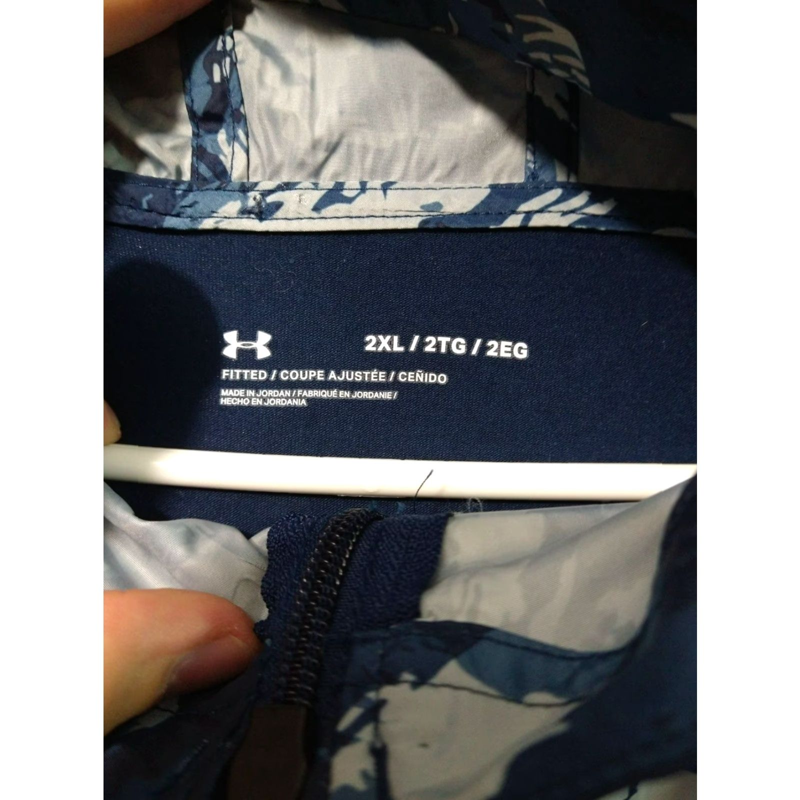 Under Armour Under Armour Jacket Mens Large Blue Camo Windbreaker Wind Anorak Hooded Lightweight Sportstyle Windbreaker Camouflage 2XL Mens Size US XXL / EU 58 / 5 - 5 Thumbnail