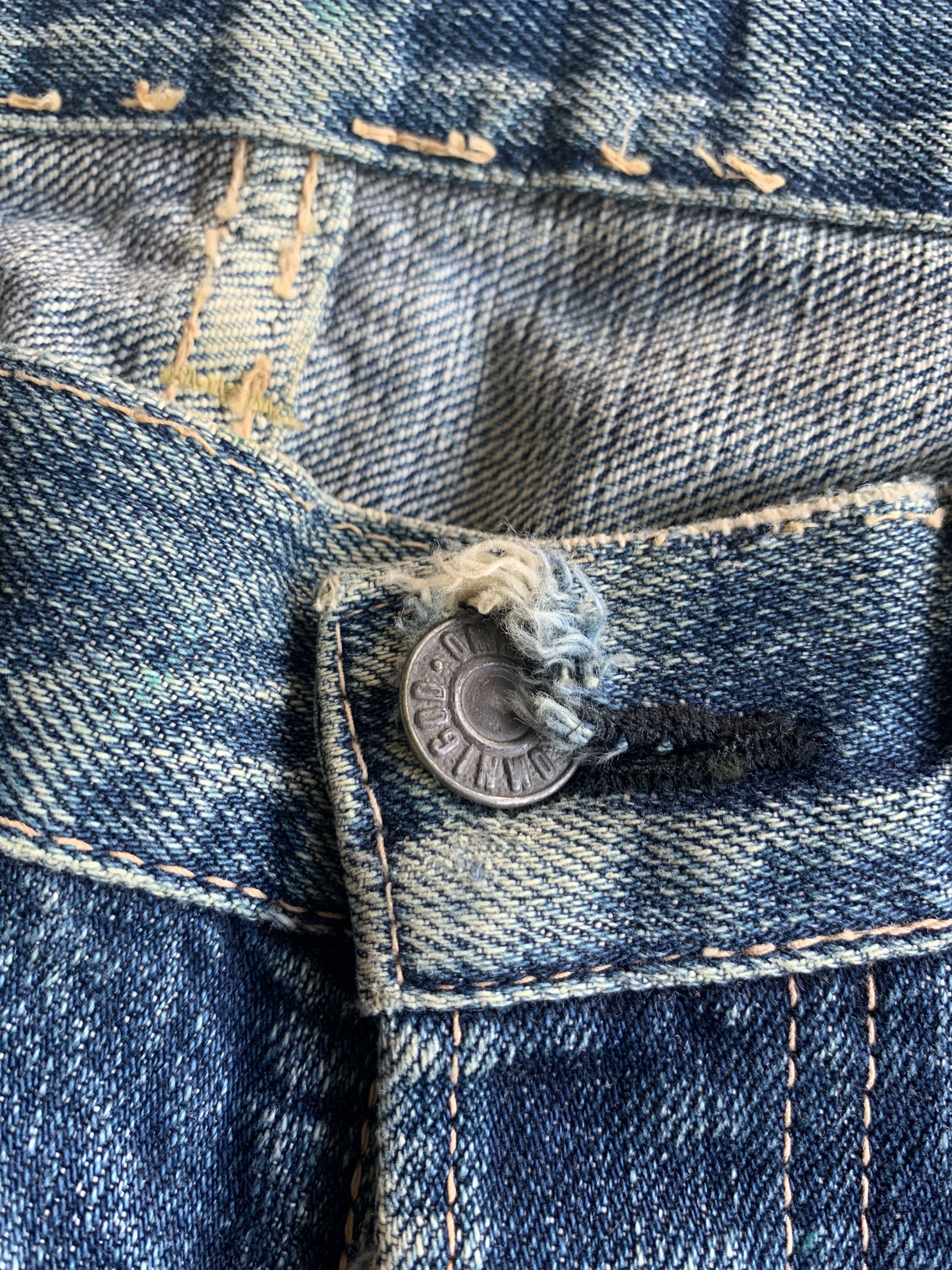 OMNIGOD VINTAGE OMNIGOD SELVEDGE RUSTY JAPANESE DISTRESSED DENIM Size US 29 - 20 Thumbnail