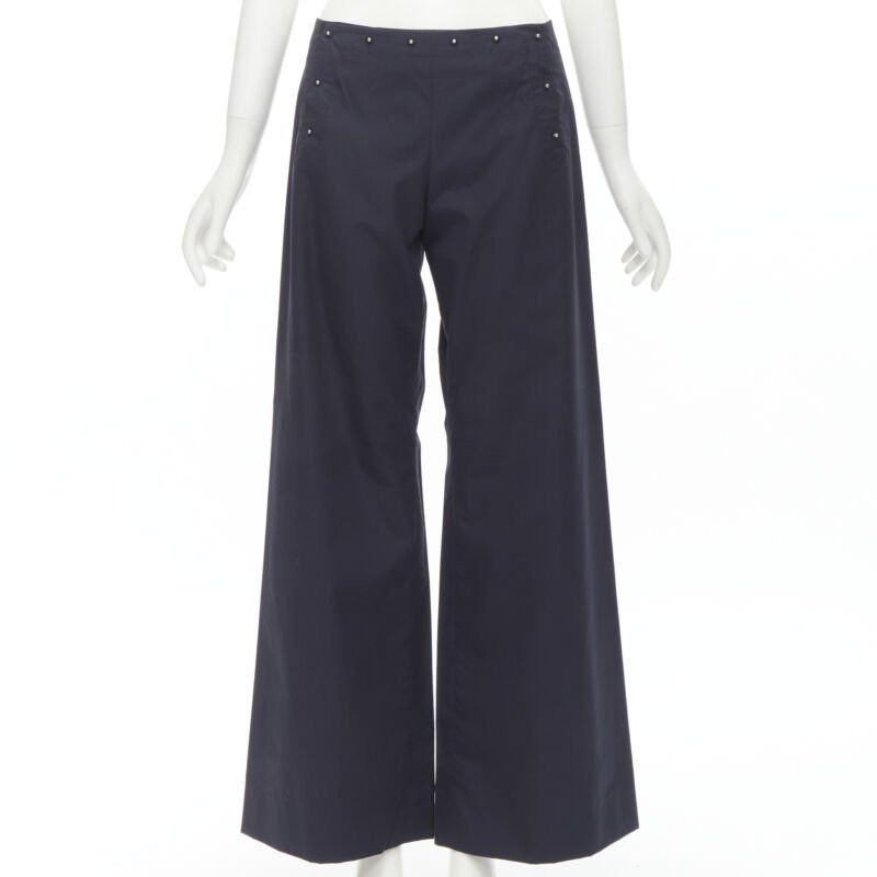 Jean Paul Gaultier JEAN PAUL GAULTIER Vintage navy silver button wide leg nautical pants IT42 M Size 28" / US 6 / IT 42 - 1 Thumbnail