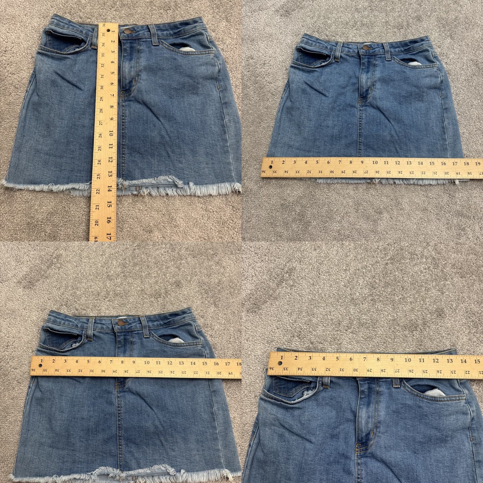 Denime VINTAGE O2 Denim Mini Skirt Womens Small Blue Casual Streetwear 90s Cotton Raw Hem Size 28" / US 6 / IT 42 - 8 Thumbnail